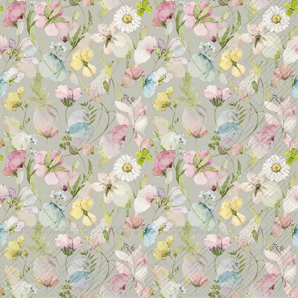 Boston International IHR 3-Ply Paper Napkins, 20-Count Lunch Size, Saskia Light Grey