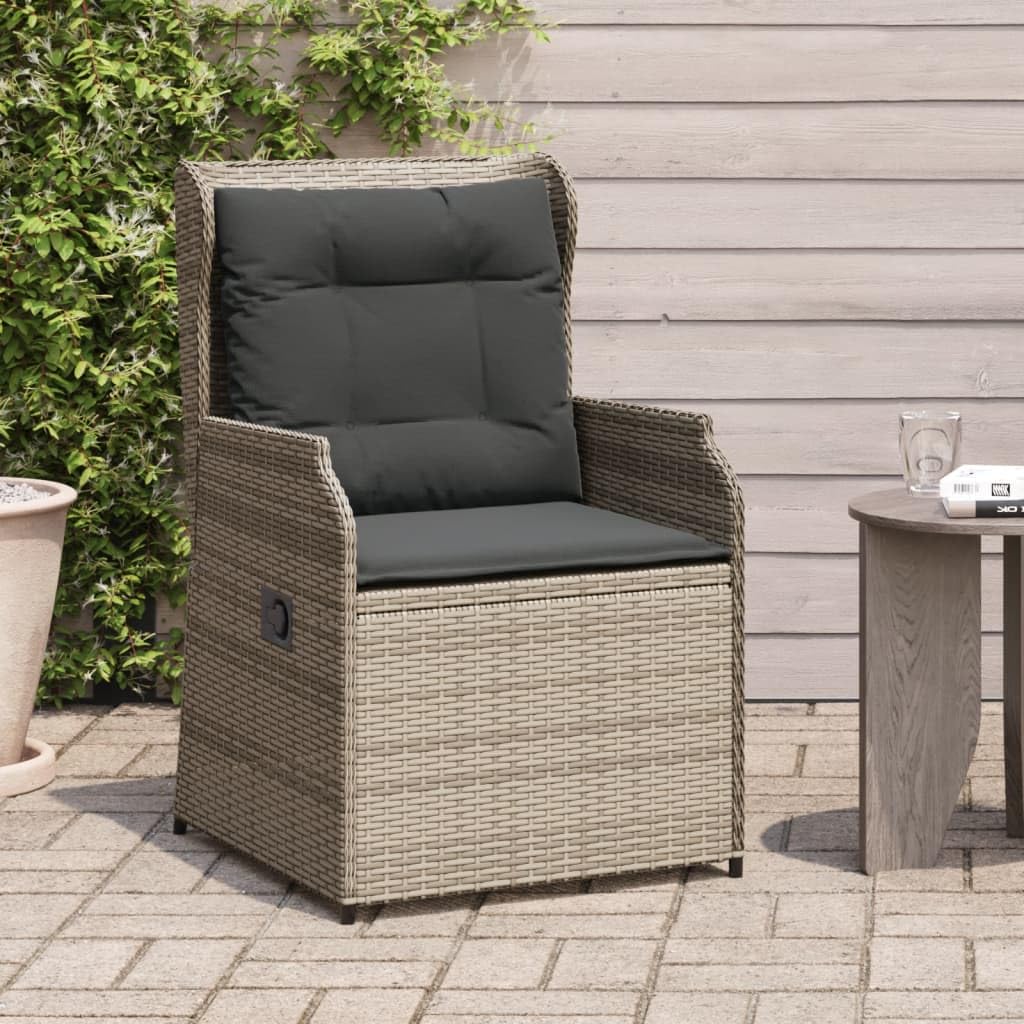 Poltrona da giardino con cuscino, 2 pezzi, regolabile, in rattan sintetico, resistente ai raggi UV, portata 110 kg, per giardino, terrazza ed esterni