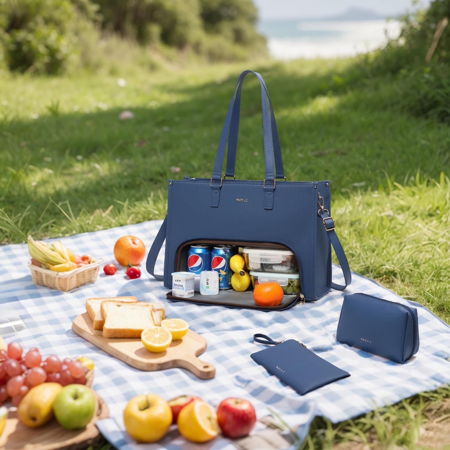 Keyli 3pcs Laptop Bag for Women 15.6 inch and Lunch Tote Bag for Women with Insulated Lunch Compartment Computer Briefcase