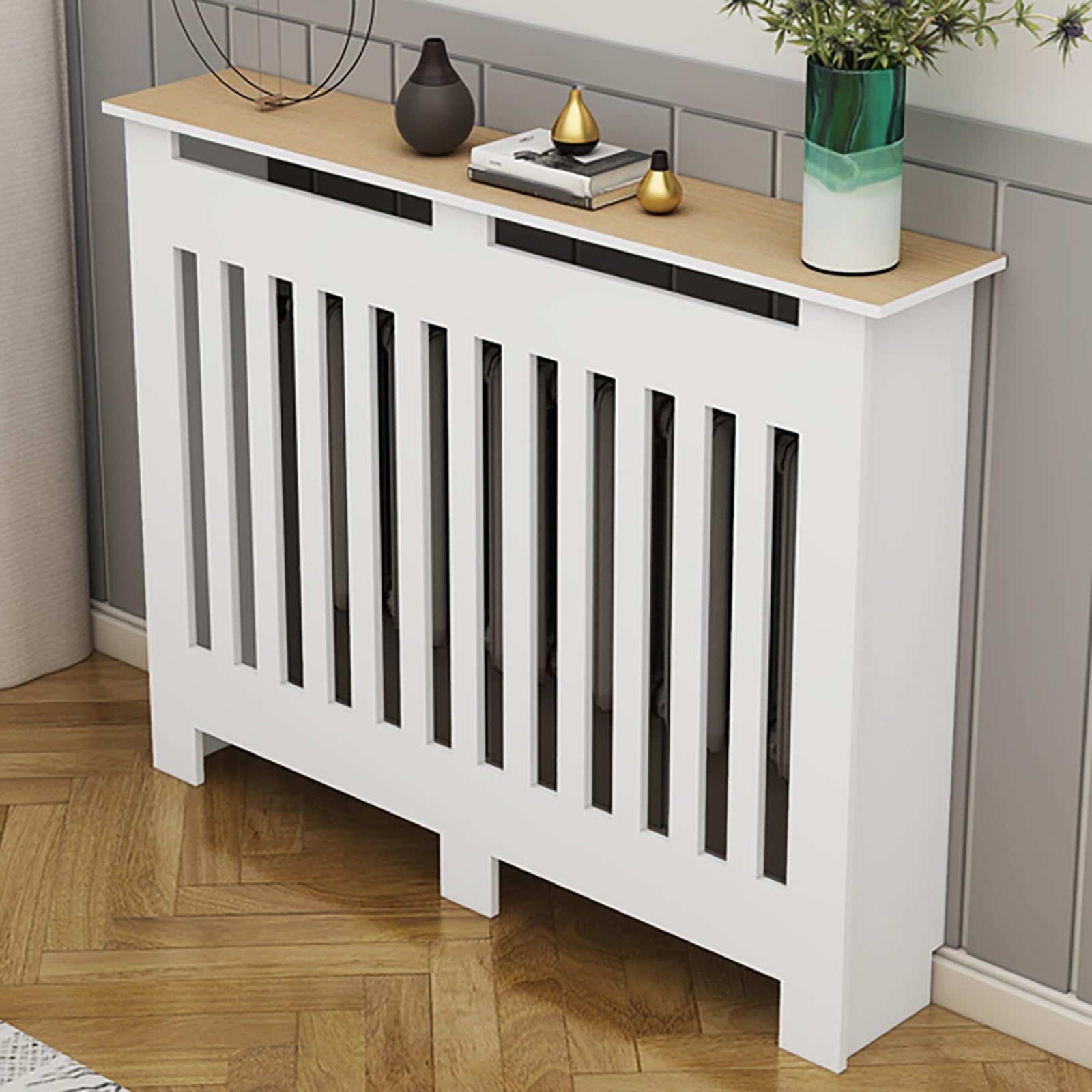 Estante de madera para cubrir radiadores decorativo de 90x80x25 cm para salon y dormitorio