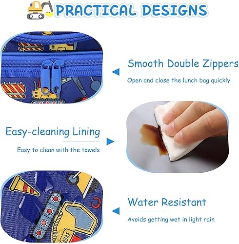 Vista 30 de Kasqo Lonchera para niñas, hielera aislada con compartimentos dobles, unicornio morado claro