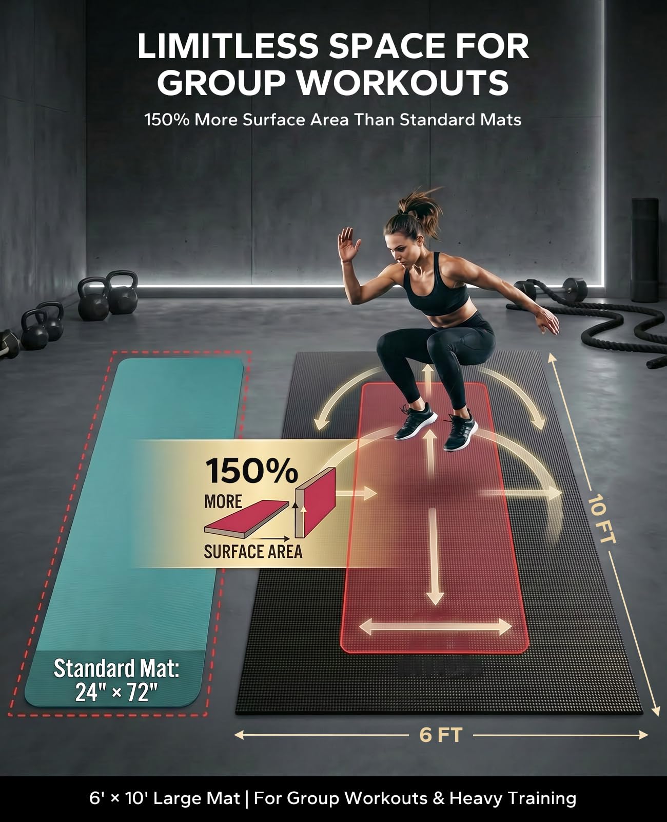 Amazon.com: HAPBEAR Extra Large Exercise Mat-10'x6'x8mm(1/3 inch