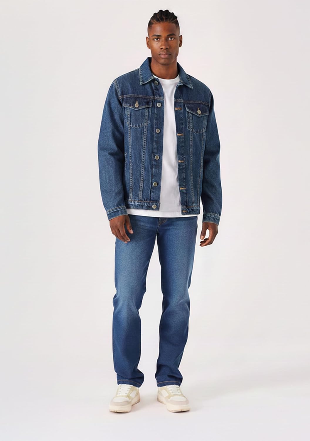 JMOJO Denim Jacket Men - Casual Vintage Regular Fit Button Down Trucker Style – Mens Jean Jackets Stylish Everyday Outerwear