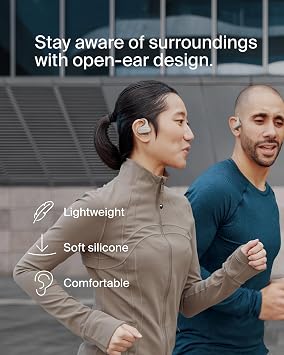 Belkin SoundForm ClearFit Wireless Open-Ear Earbuds, Lightweight Sport Earphones, Bluetooth Earbuds w/Long-Lasting Comfort, IPX5 Water Resistance for iPhone, Hiking, Biking, Running, More - Sand