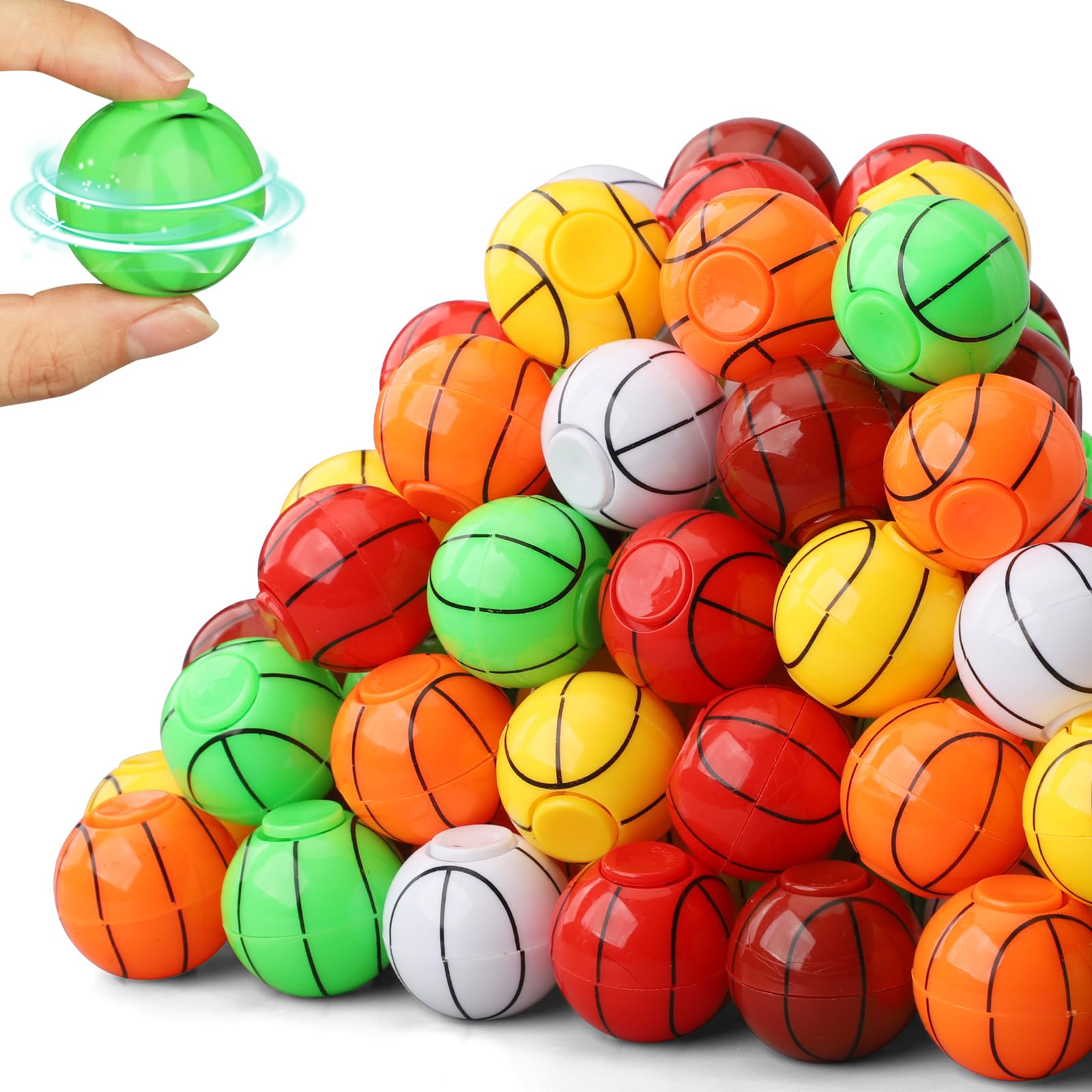 Mini Basketball Fidget Spinner for Kids Adults, Small Ball Hand Finger Spinner Party Favors Sport Goodie Bag Stocking Stuffers Treasure Box Toys Classroom Prizes Accessories Gift Bulks Set 36 PCS