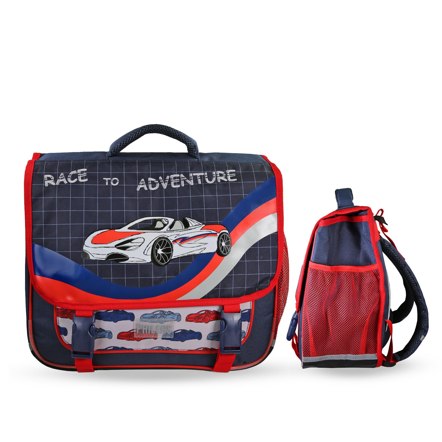 Bagtrotter Cartable scolaire 38 cm Phileas Bleu et Rouge