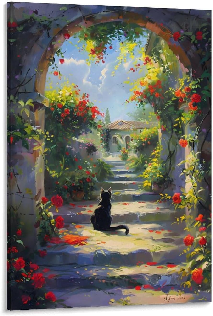Cat Art Oil Painting Art Famous Oil Painting Garden