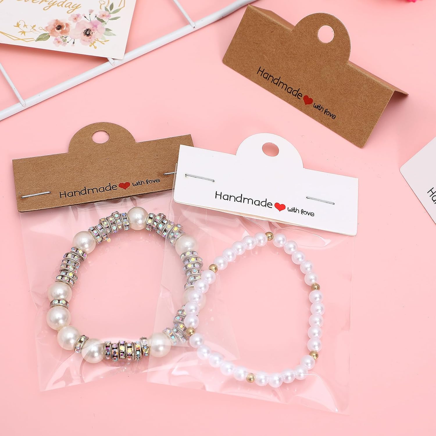 Jewelry Card Bags 200pcs Kraft Paper for Necklaces and Bracelets