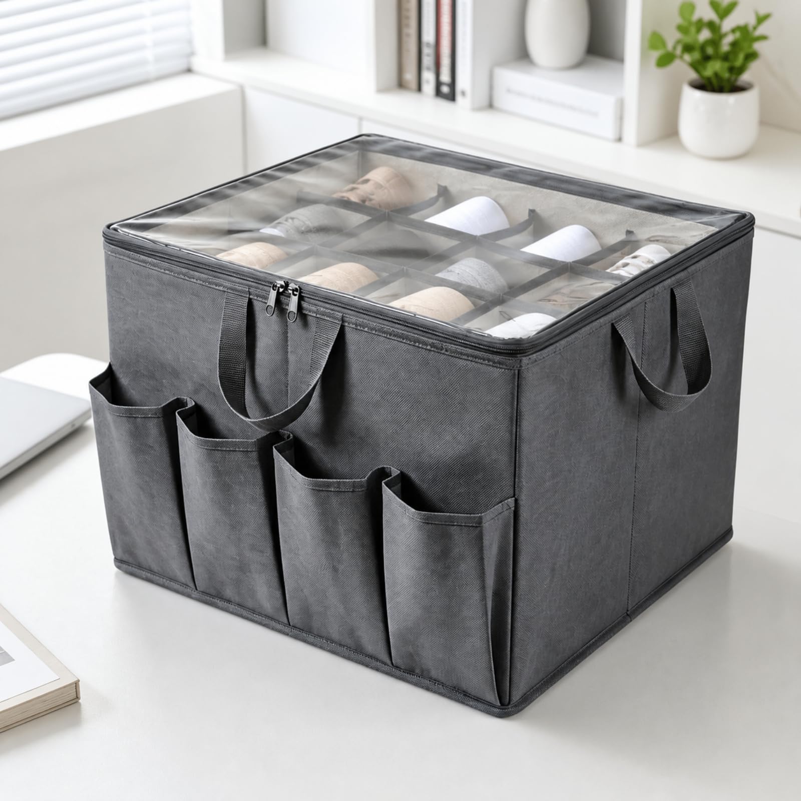 Baoblaze Caja la Oxford con Cremallera Plegable Caja Almacenamiento 60 L sin Montaje Connedor Almacenamiento Multiusos con Tapa para Vestíbulo
