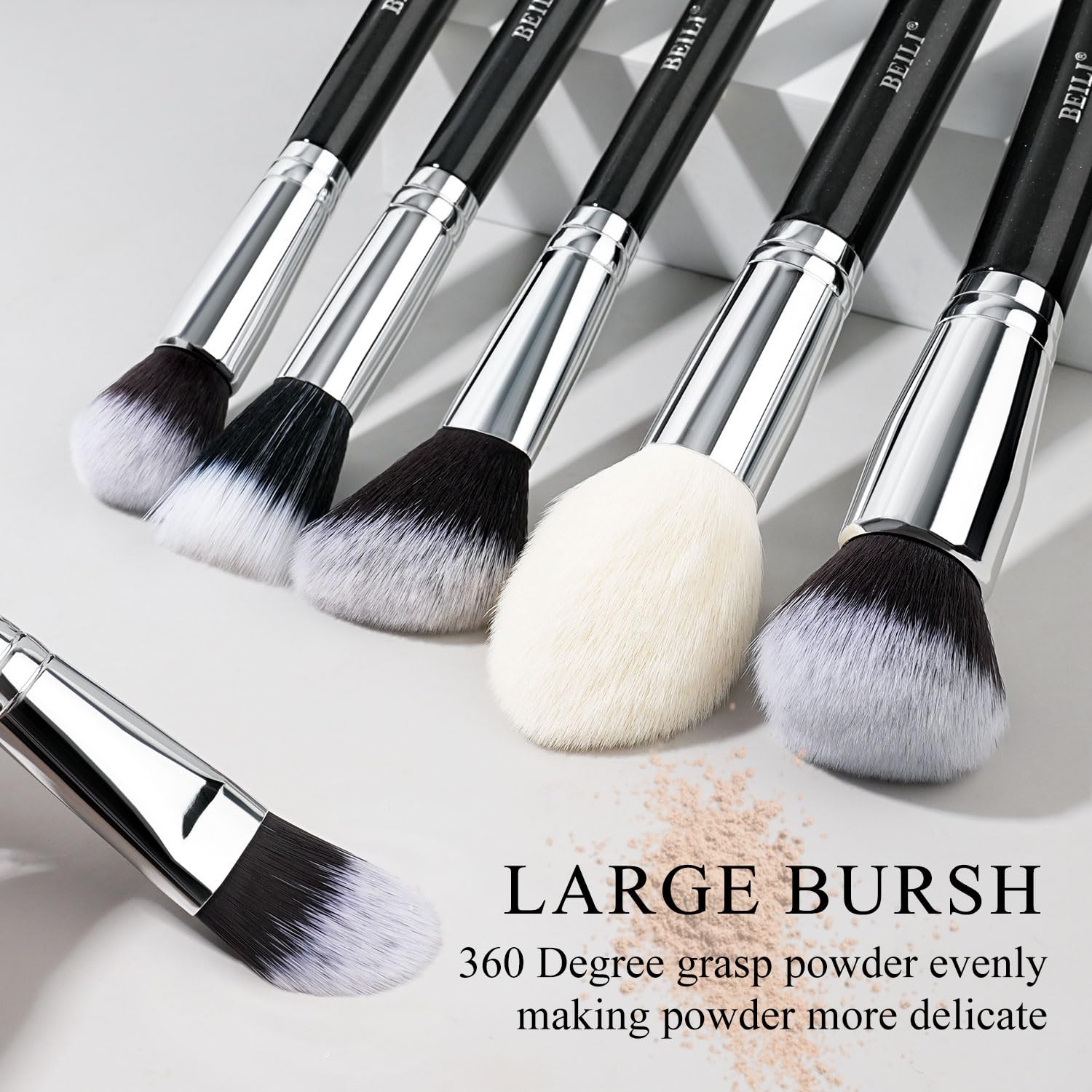 BEILI Pinceaux Maquillage 20PC Kit Pinceau Maquillage Professionnel Poils Chèvre Naturels Synthétiques de Qualité Supérieure pour Fond de Teint,Poudre,Anti-cernes,Ombres à Paupières,Sourcils,Eyeliner