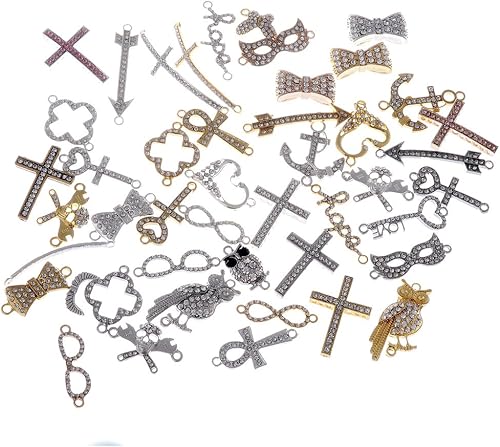 Miniatura 2 de RUBYCA Mezcla Surtido 25pcs Lote Metal Lateral Pulsera de Cristal Conector de Cuentas DIY Joyería Shamballa