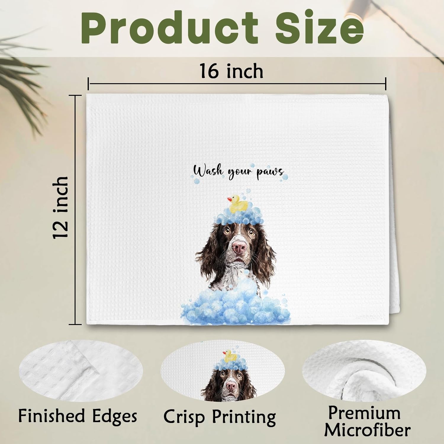 Funny Springer Spaniel Dog Bathroom Hand Towels, English Springer Spaniel Dogs Gifts for Men Women, Dog Decorative Hand Towels for Bathroom Decor, Wash Your Paws Kitchen Dish Towel, 16x24 Inch - Image 7