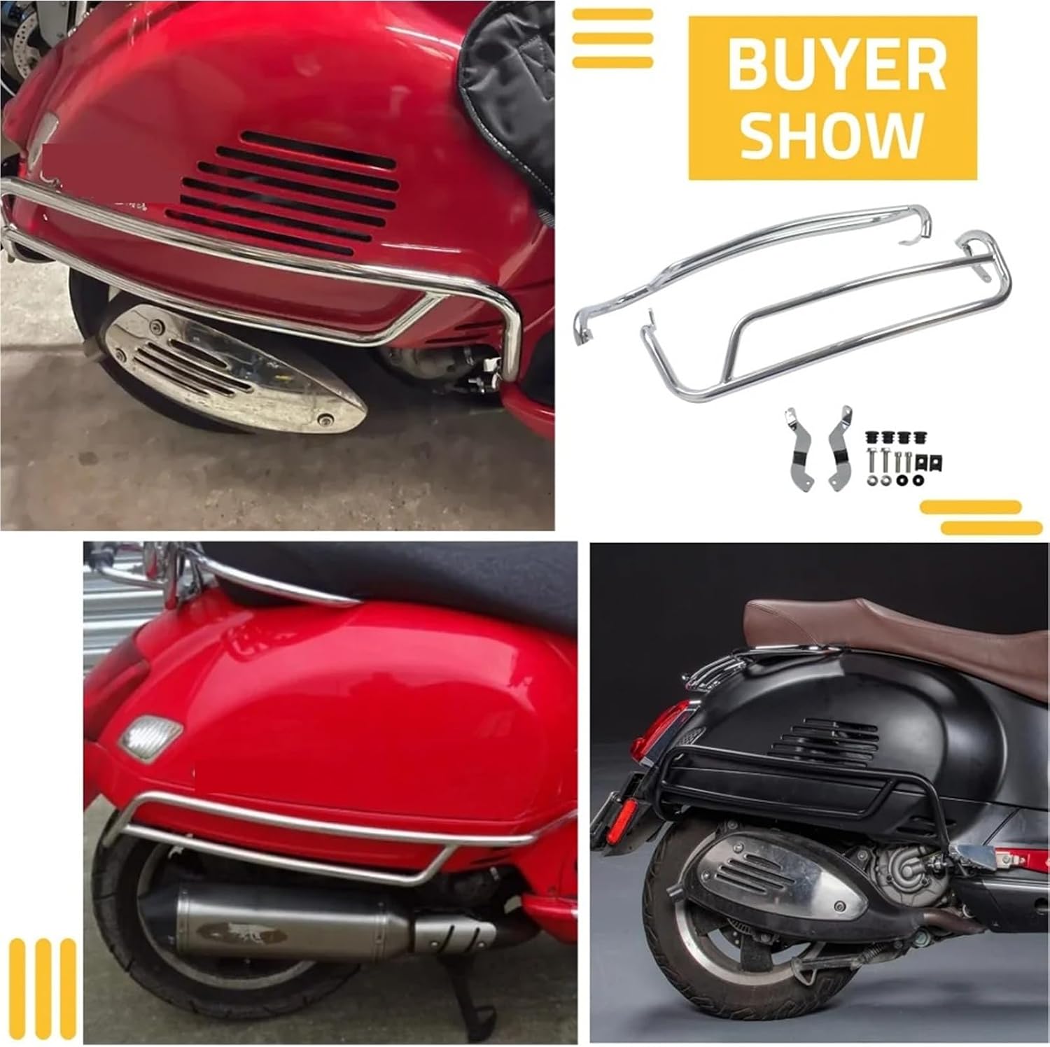 GTS300 GTS125 GTV300 Engine Guard Highway Crash Bars for Vespa GTS 300 125 2007-2022 Bumper Falling Frame Motorcycle Protection(Silver)