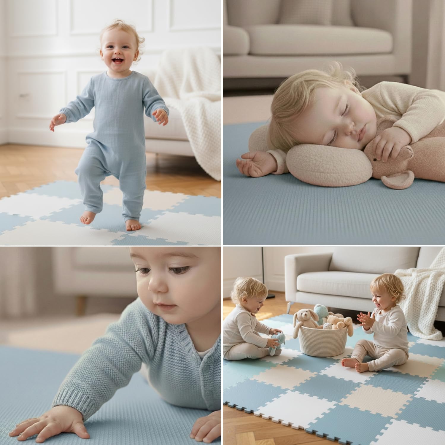 LittleTom 36 Pièces Tapis de Sol Bébé dès Le Premier Mois - 30x30 cm Dalles en Mousse EVA - Surface de Jeu Douce pour l'Éveil - Carrés Puzzle Antidérapants - Revêtement pour la Chambre des Petits