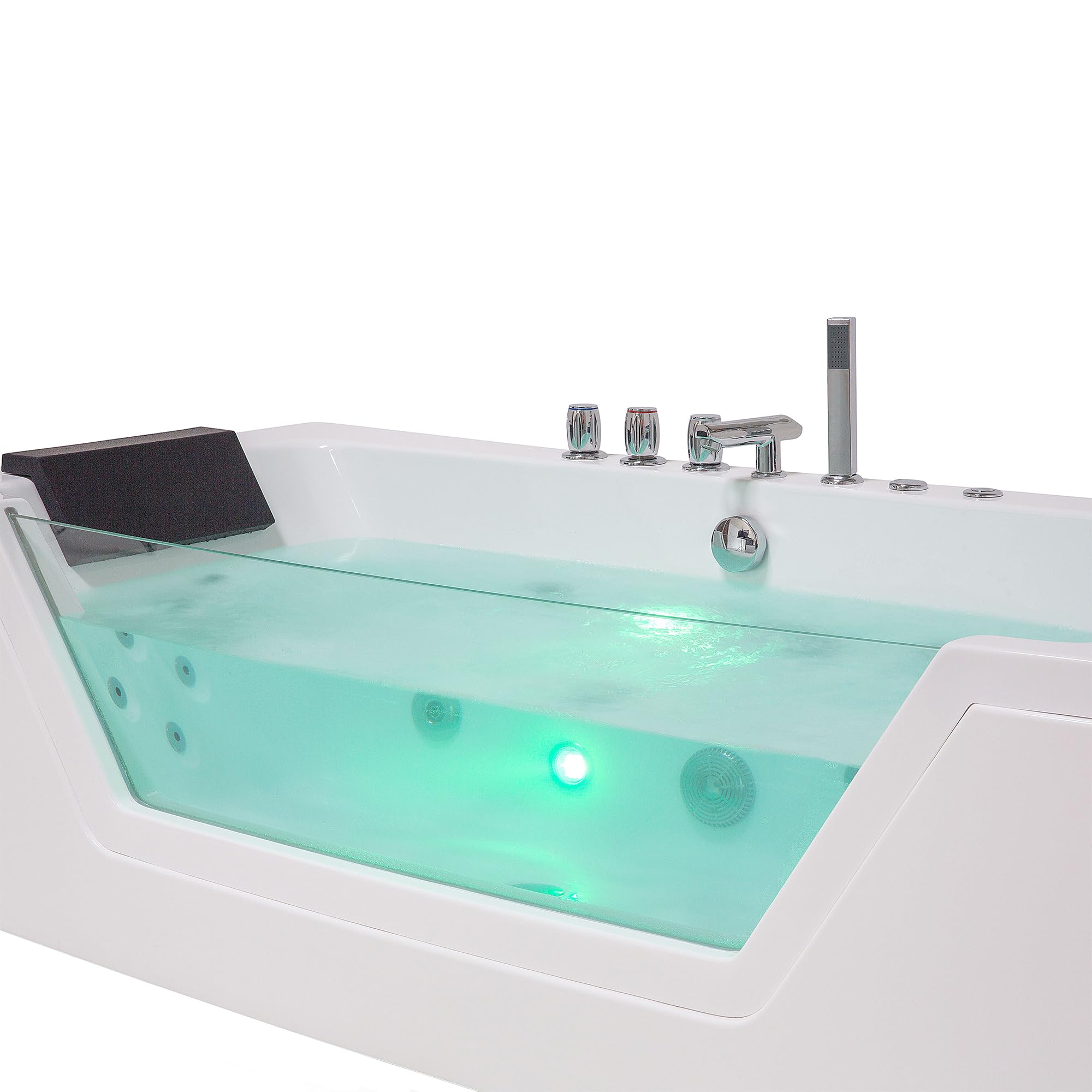 Bañera de hidromasaje blanco plata con LED de acrílico sanitario y vidrio individual 150 x 71 cm Samana