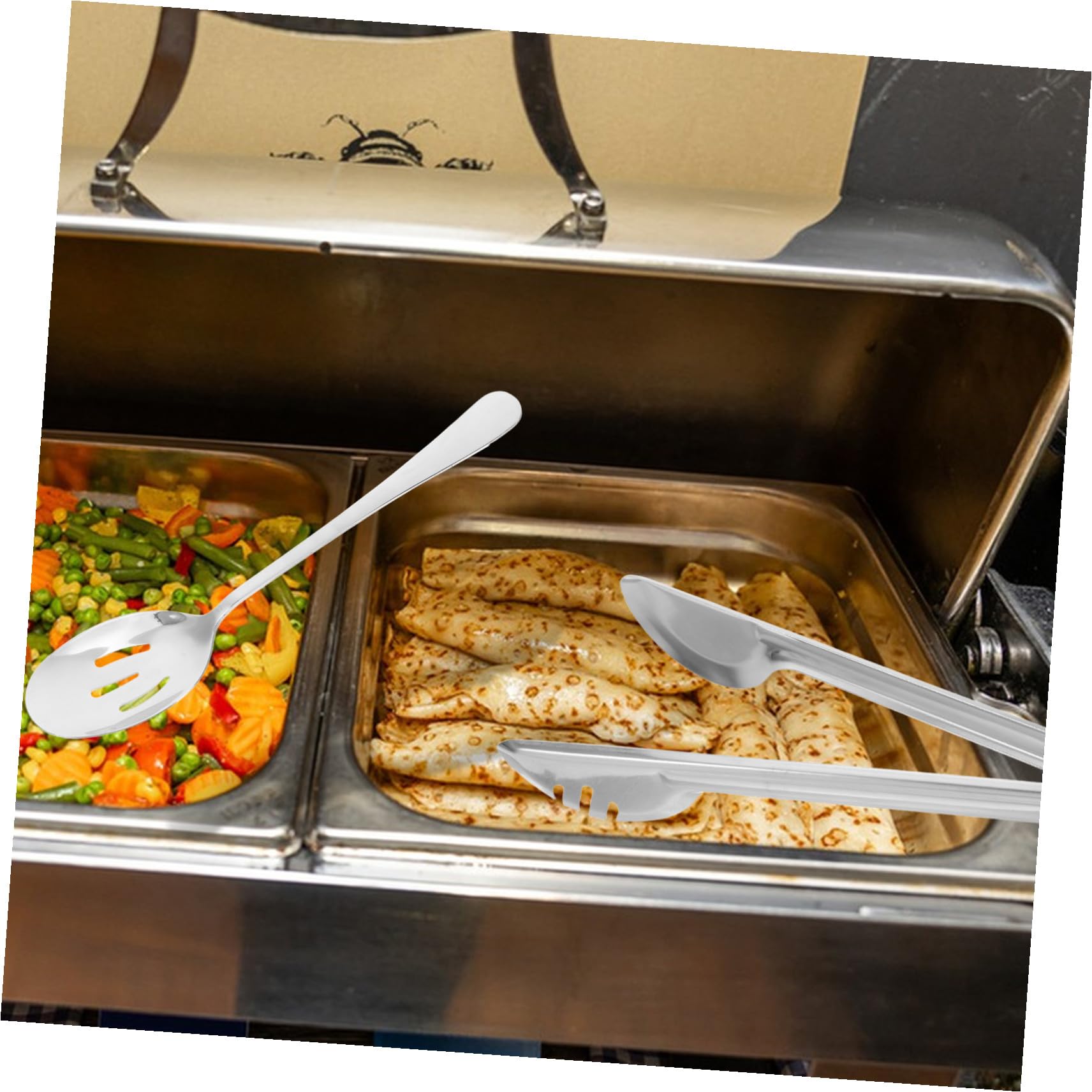 Alipis 18piezas Cubiertos Para Servir De Acero Inoxidable Cucharas Para Ensalada Pinzas Para Buffet y Espumadera Ranurada Para Catering Restaurantes Bodas Cenas y Eventos