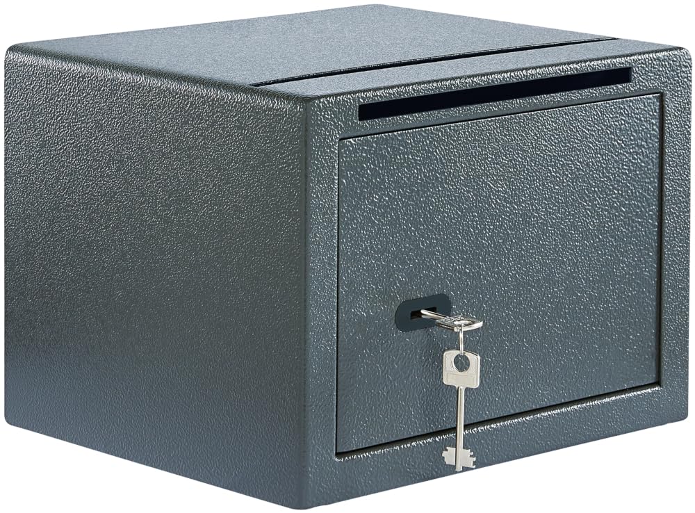 Burg-Wächter Pure-Safe PS 120 K EWS Coffre-fort avec clé, étagère et fente d'insertion, fixation murale et au sol, 20,6 l, 12,7 kg, anthracite