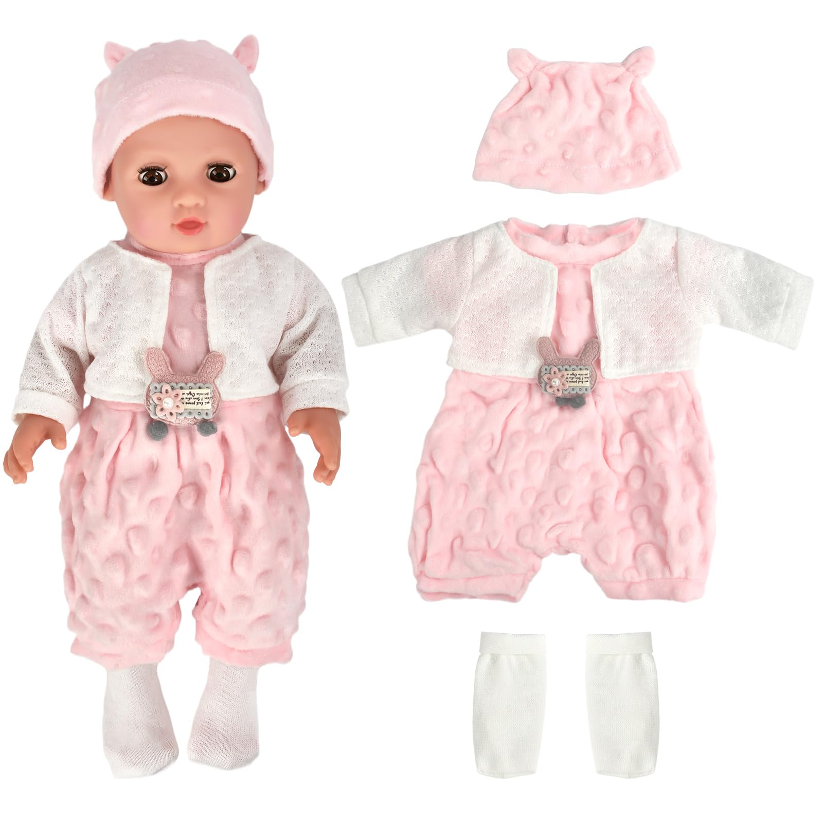 Produktbild von Puppenkleidung 35-43 Cm, Kleidung Outfits Für Baby Puppen, Puppenkleidung, Baby Puppe Kleidung Mit Baby Langarm Bodys, Mantel, Socken