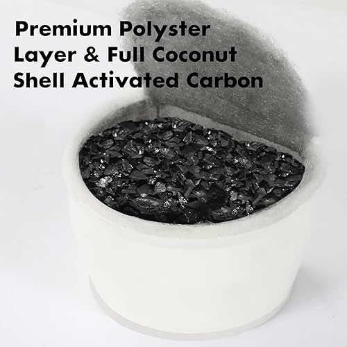 Miniatura 5 de Paquete de 16 filtros de fuente de agua para gatos, 8 filtros de carbono y 8 esponjas de espuma prefiltro para múltiples fuentes de cerámica y acero