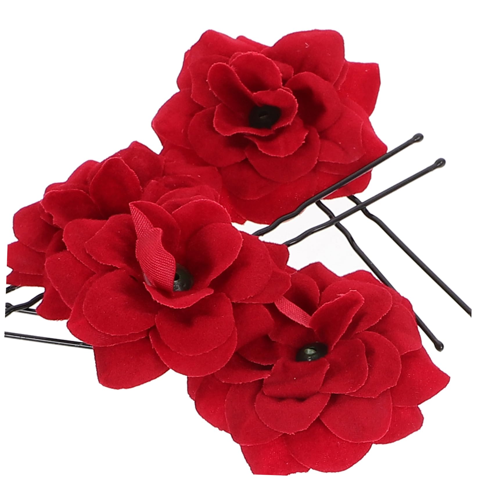 FRCOLOR 10 Sets Braut-haarstäbe Rote Rose Damen-haarnadel Dekorative Haarnadel Haarstäbchen Für Hochzeitsfeiern U-förmige Hochsteckfrisur Haarschmuck 6 Stück * 10