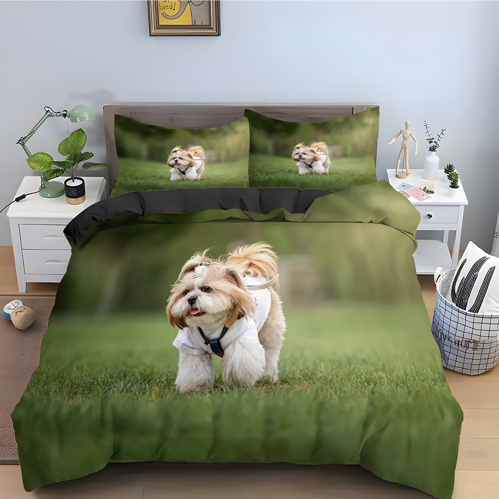 Housse de couette Shih Tzu 160x200 cm pour créer un cocon de douceur dans une chambre d'enfant