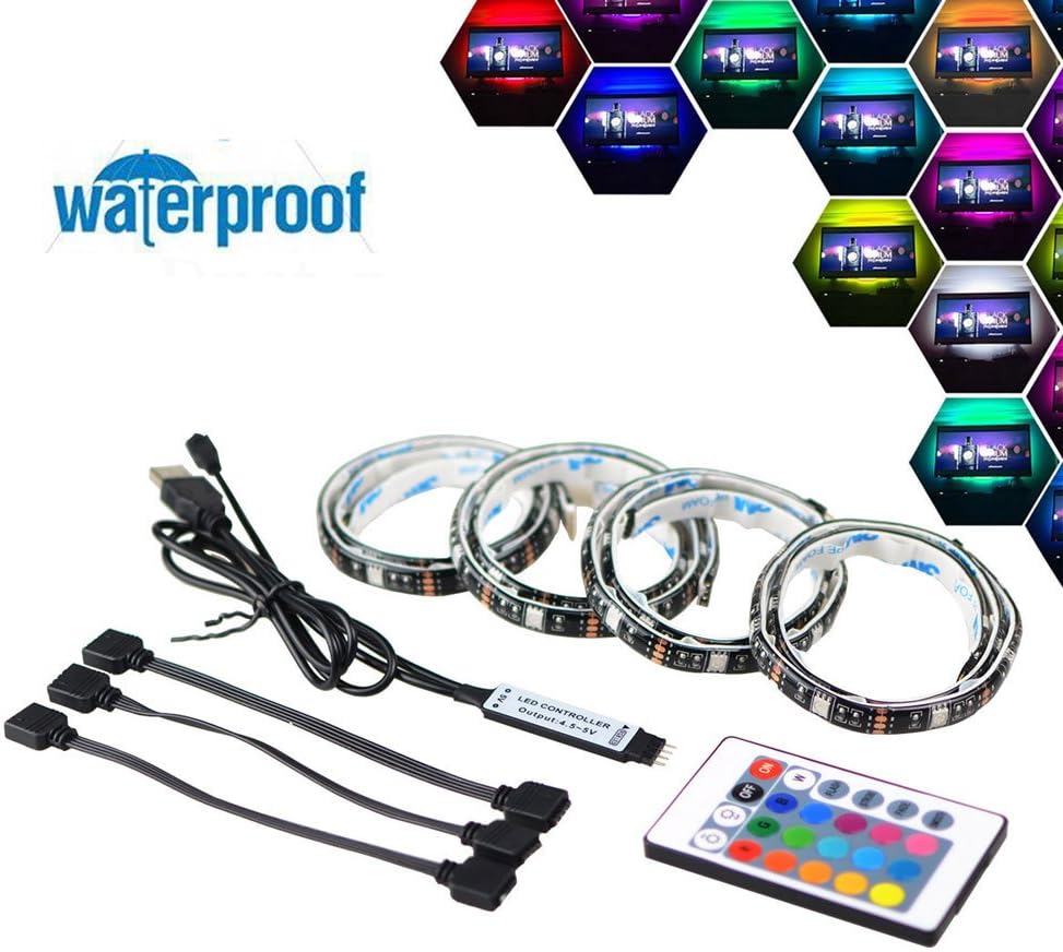 Simfonio LED Strip Lights 2M - LED Lights Strip with Remote - TV LED Light Strip USB TV Backlight for 40-60in Television [Energy Class A+++]