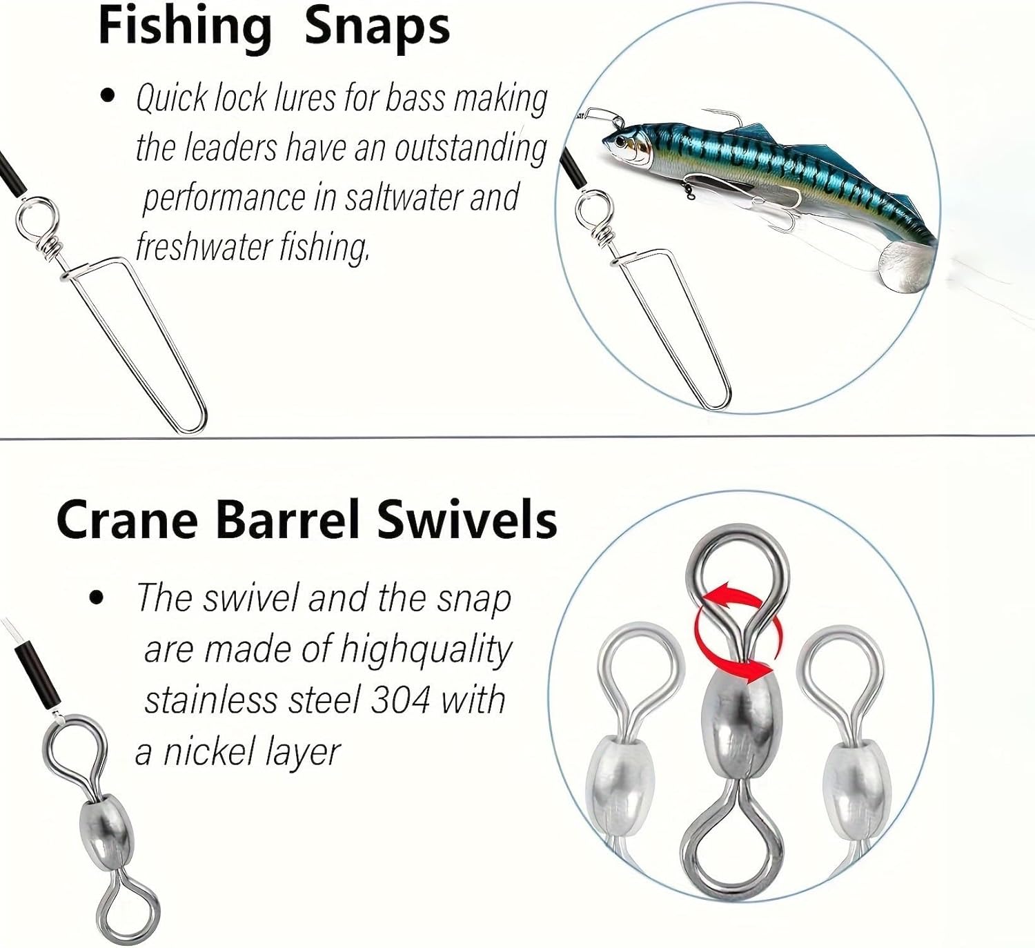 Pack of 24 Fishing Line 20LB-80LB Fluorocarbon Line for Saltwater and Freshwater Fluorocarbon Line with Swivel