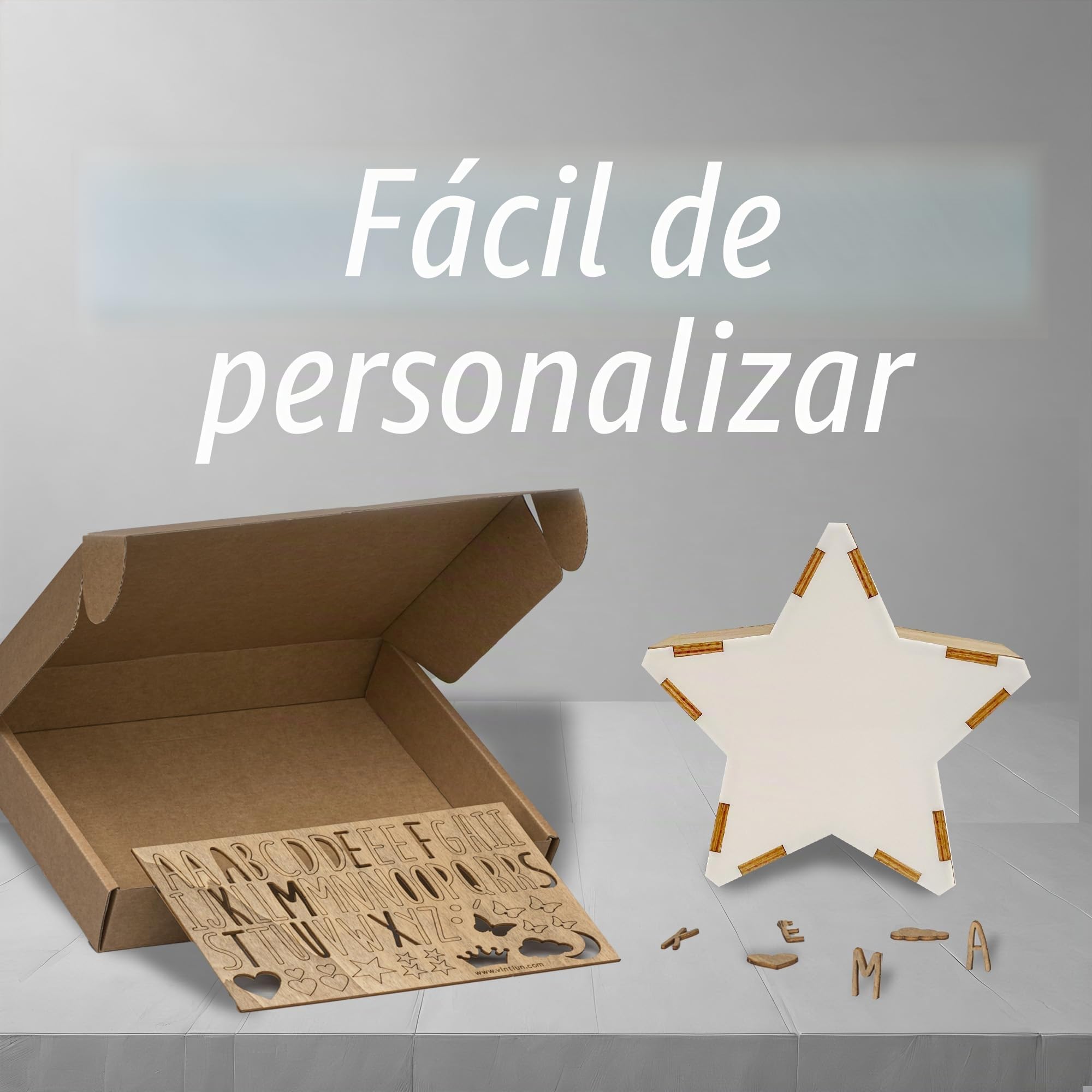 WONDEE Vintiun Regalos Originales Personalizados para Bebés, Lámpara Estrella Madera Personalizable, Estrella Luz Nocturna Infantil Quitamiedos, Regalos Bebés Recién Nacidos Originales