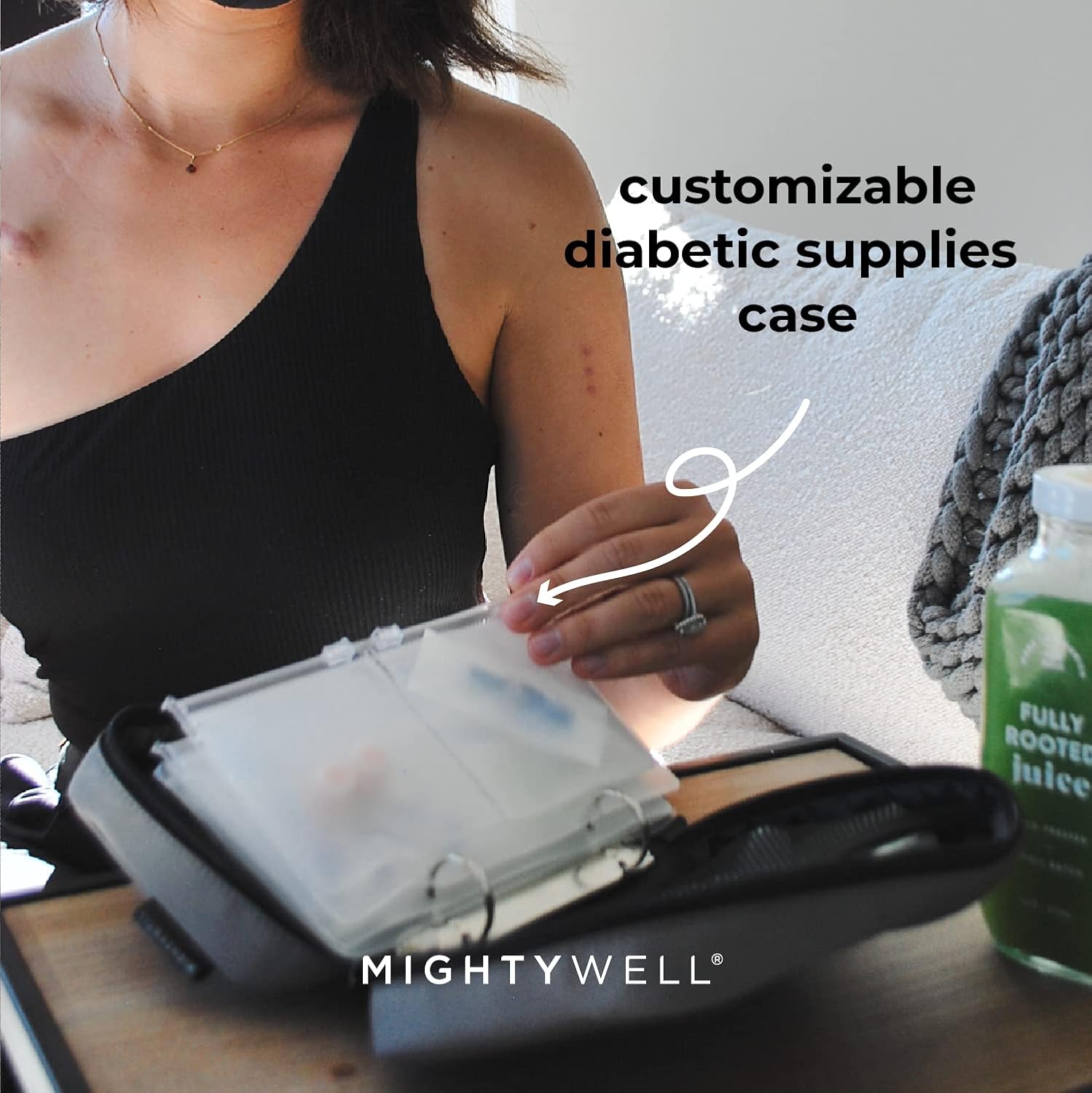 Mighty Well Diabetic Supplies Travel Case, Storage Bag for Glucose Meter and Other Diabetic Supplies (Bag Only), Self Care Case (Steel)