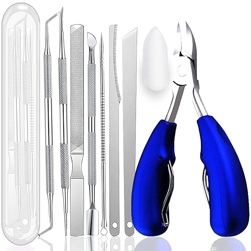 Kit mejorado de 10 herramientas para uñas encarnadas, cortaúñas para uñas gruesas y encarnadas, kit de cortaúñas profesionales de acero inoxidable,