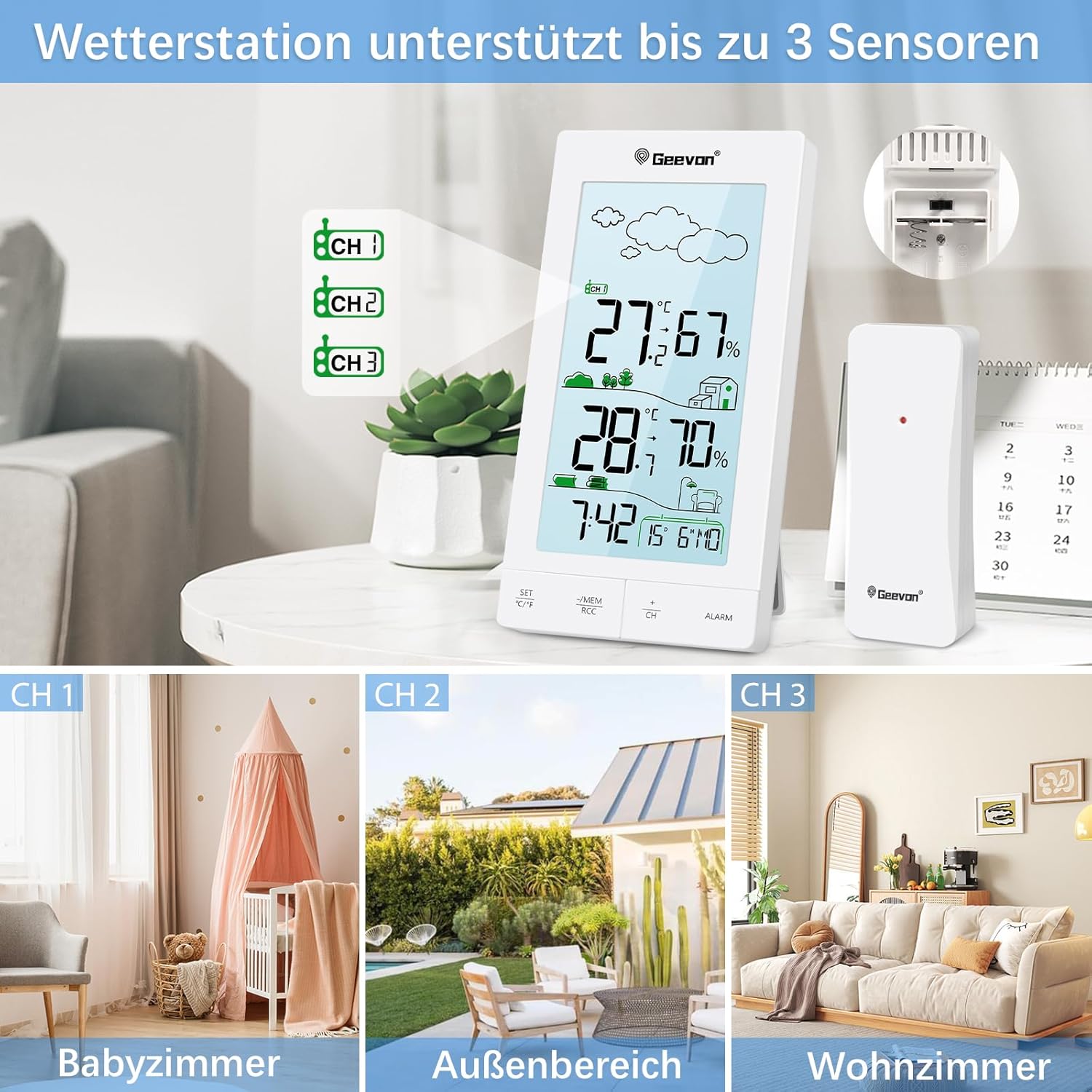 Geevon Weather Station supporting up to 3 sensors