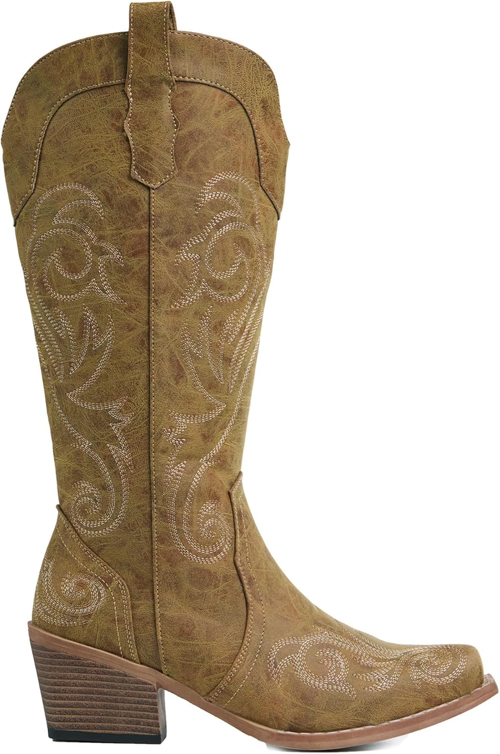 Cowboy Boots for Women, Snip Toe Mid Calf Embroidered Western Boots | These cowgirl boots feature stable chunky heels, ideal for country concerts, dancing, traveling and daily casual outfits