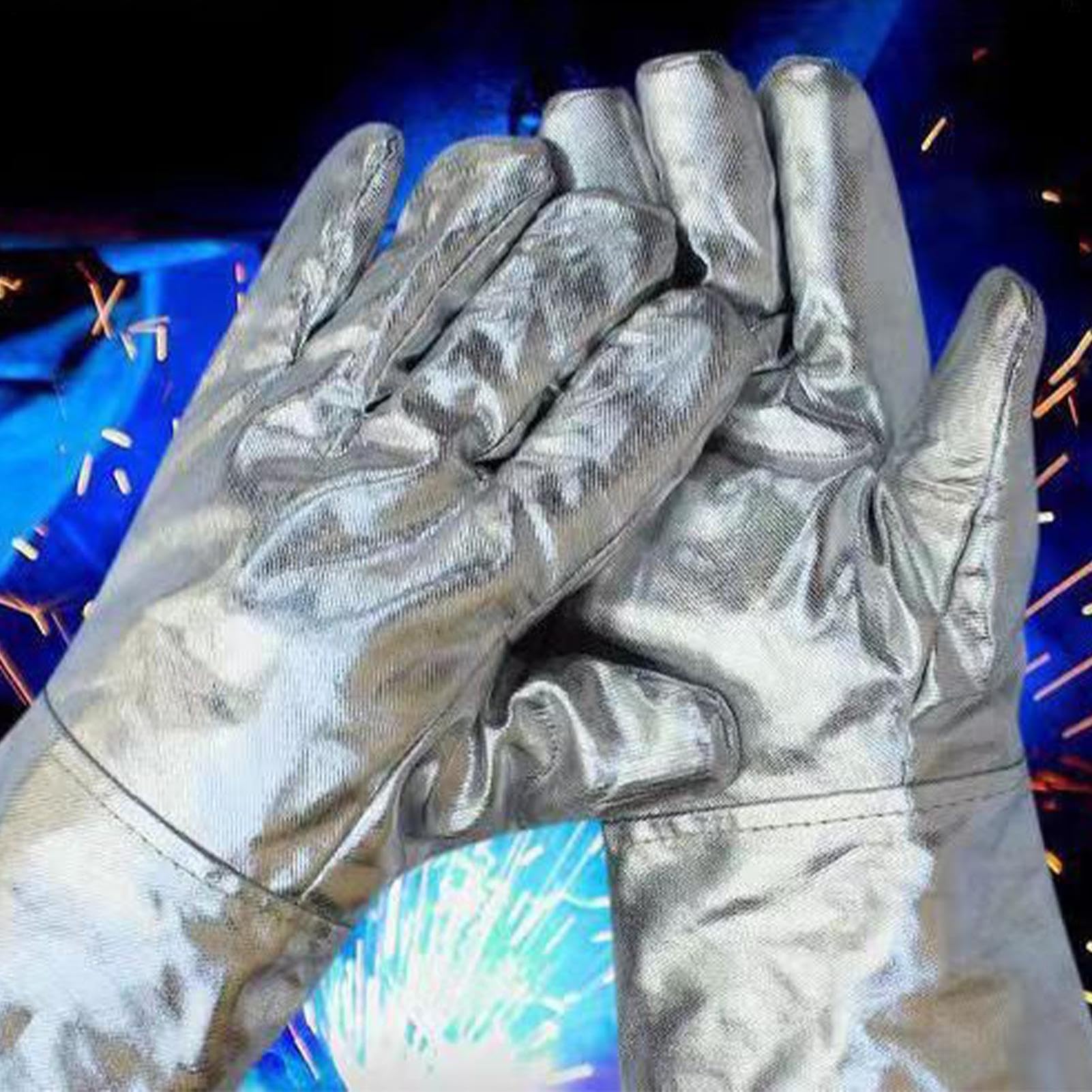 Guantes Termoaislantes,Guantes Protectores con Láminas de Aluminio para Fundición | Mitones De Seguridad Para Cocina Metalurgia Fundicion Acero Restaurante
