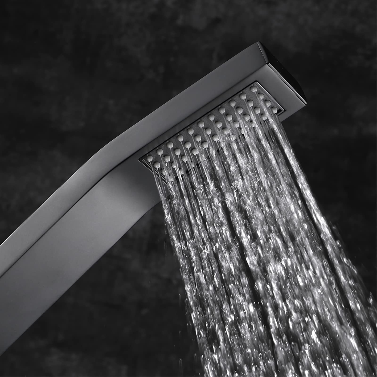 Alcachofa de Ducha Universal Cuadrado Cabezal de Ducha Latón Alta Presión Ducha de Mano con ABS Giratorio Soporte, 1.5M Tubo Flexible,Negro