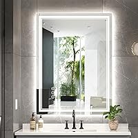 Vista 32 de Espejo de baño LED de 30x30 pulgadas con iluminación frontal y trasera (control independiente), espejo iluminado para pared de baño con 3