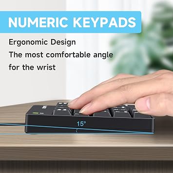 MOFII Number Pad - Black Wired Numeric Keypad Silent 19 Keys USB Numpad, Portable Financial Accounting Keyboard 10 Key for Laptop/Computer/PC/Notebook/Surface Pro