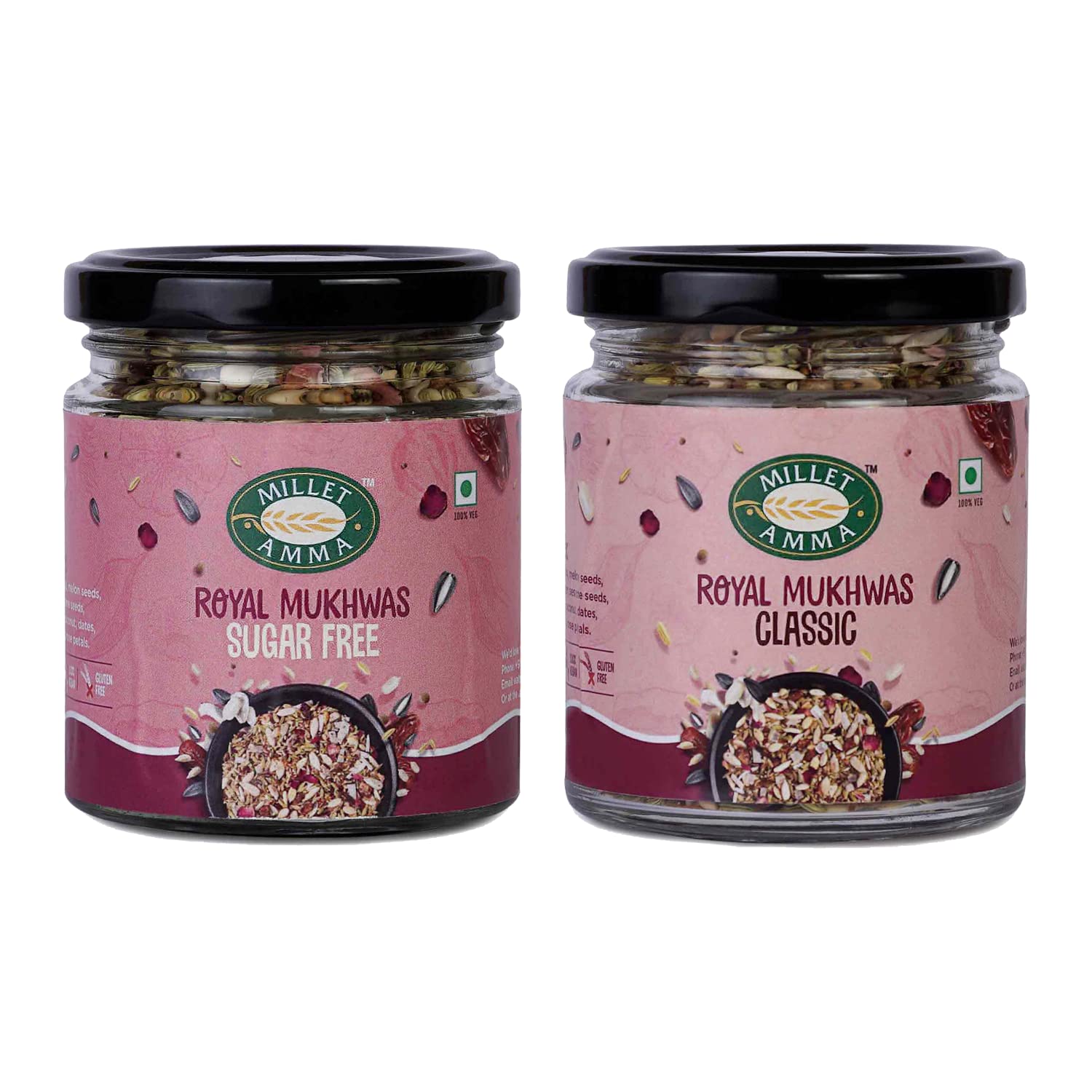 Millet Amma Mukhwas Combo Pack Of 2, Royal Mukhwas Classic + Royal Mukhwas Sugarfree - 100 gm each, Mouth Freshner, Organic, Vegan (B09M8V1319) Amazon Price History, Amazon Price Tracker