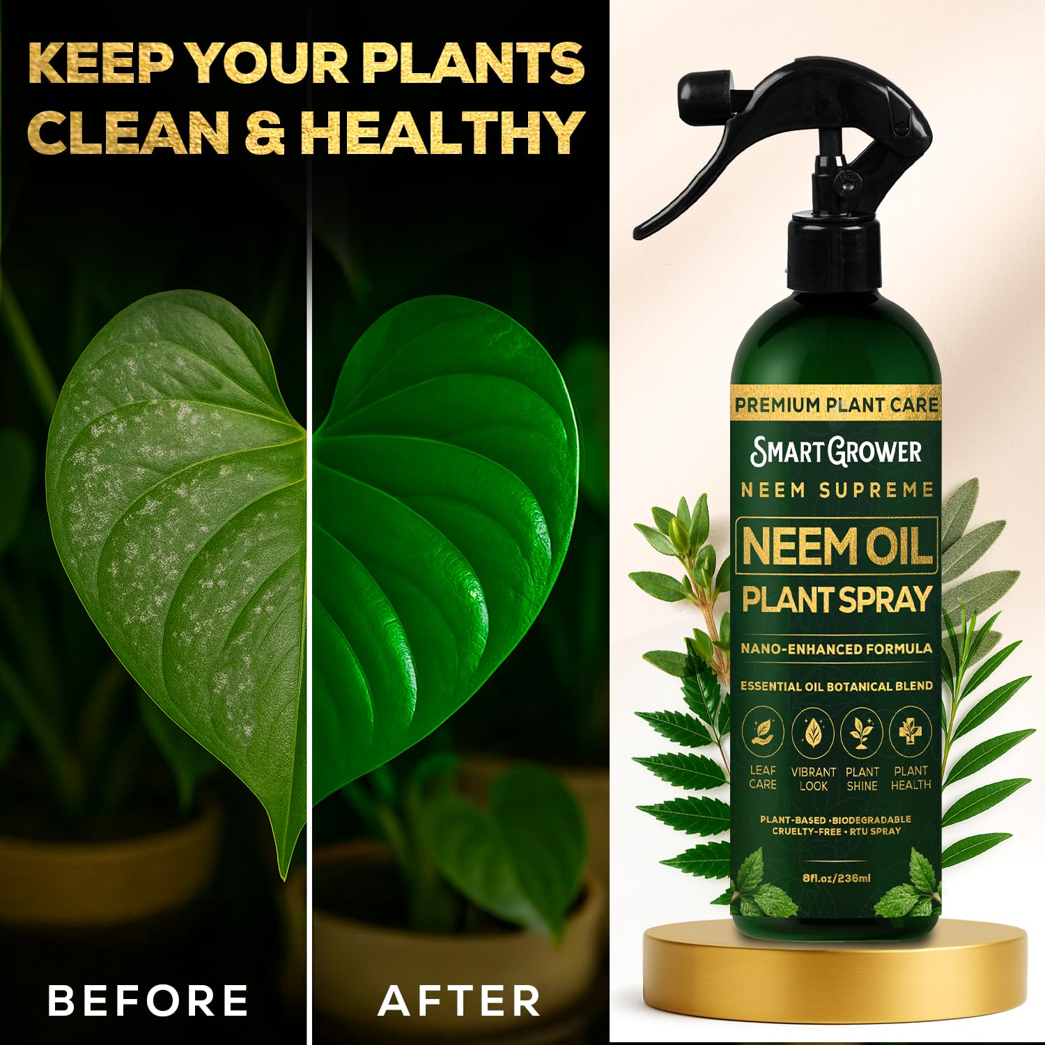 Neem Oil Spray for Plants Botanical Blend – Plant Wash with Natural Essential Oils, Simple Ready-to-Use Plant Spray for Gardens, Houseplants, Indoor & Outdoor Plants – 8 oz - Image 2