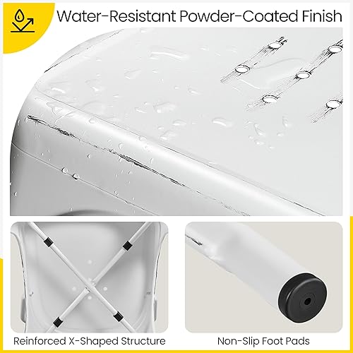 Miniatura 4 de Yaheetech Juego de 4 sillas de comedor de metal, sillas de patio apilables con marco de metal y respaldo para