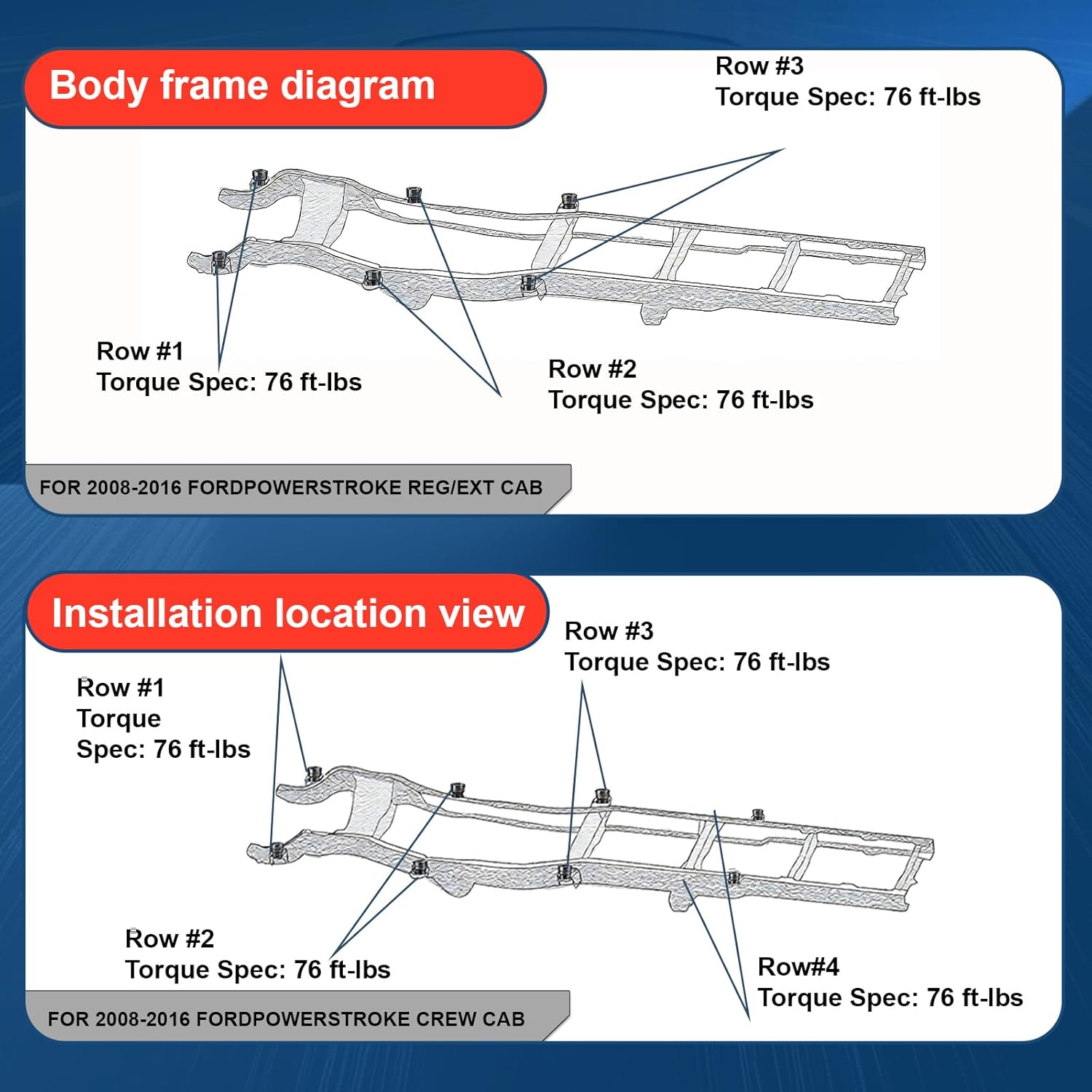 8 Pack Silicone Body Mount Bushings Bolt Kit Compatible with Ford F-250 and F-350 Crew Cab (2008-2016, 2WD/4WD) heavy-duty cab bushings, Reduce Noise,Improve Ride Comfort(Red)