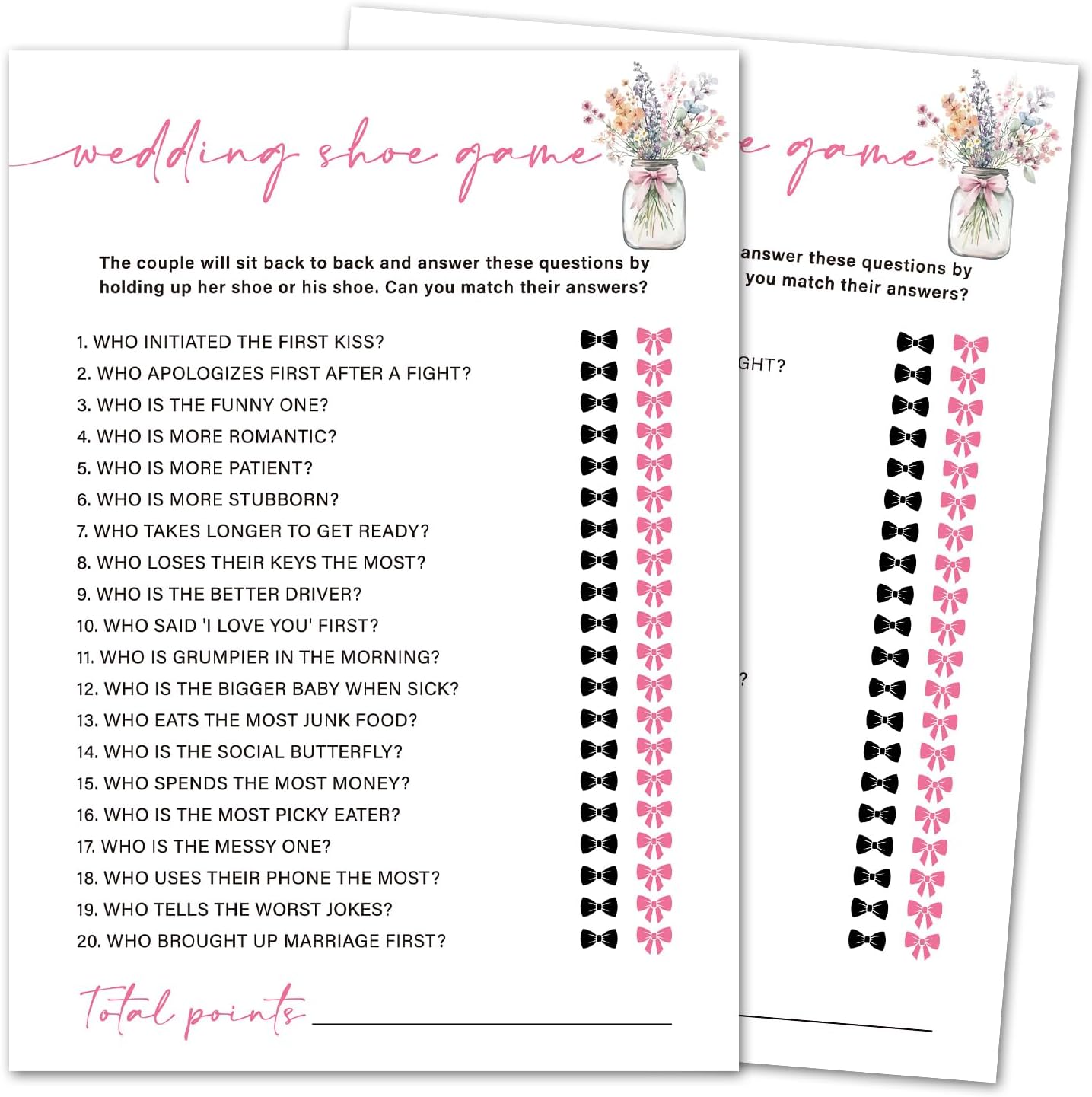 Bridal Shower Games, Wedding Shoe Game, Floral Wedding Game Cards, Bridal Shower Games 25 Guests for Engagement Party, Minimalist Engagement Party Supplies (5"x7") -17
