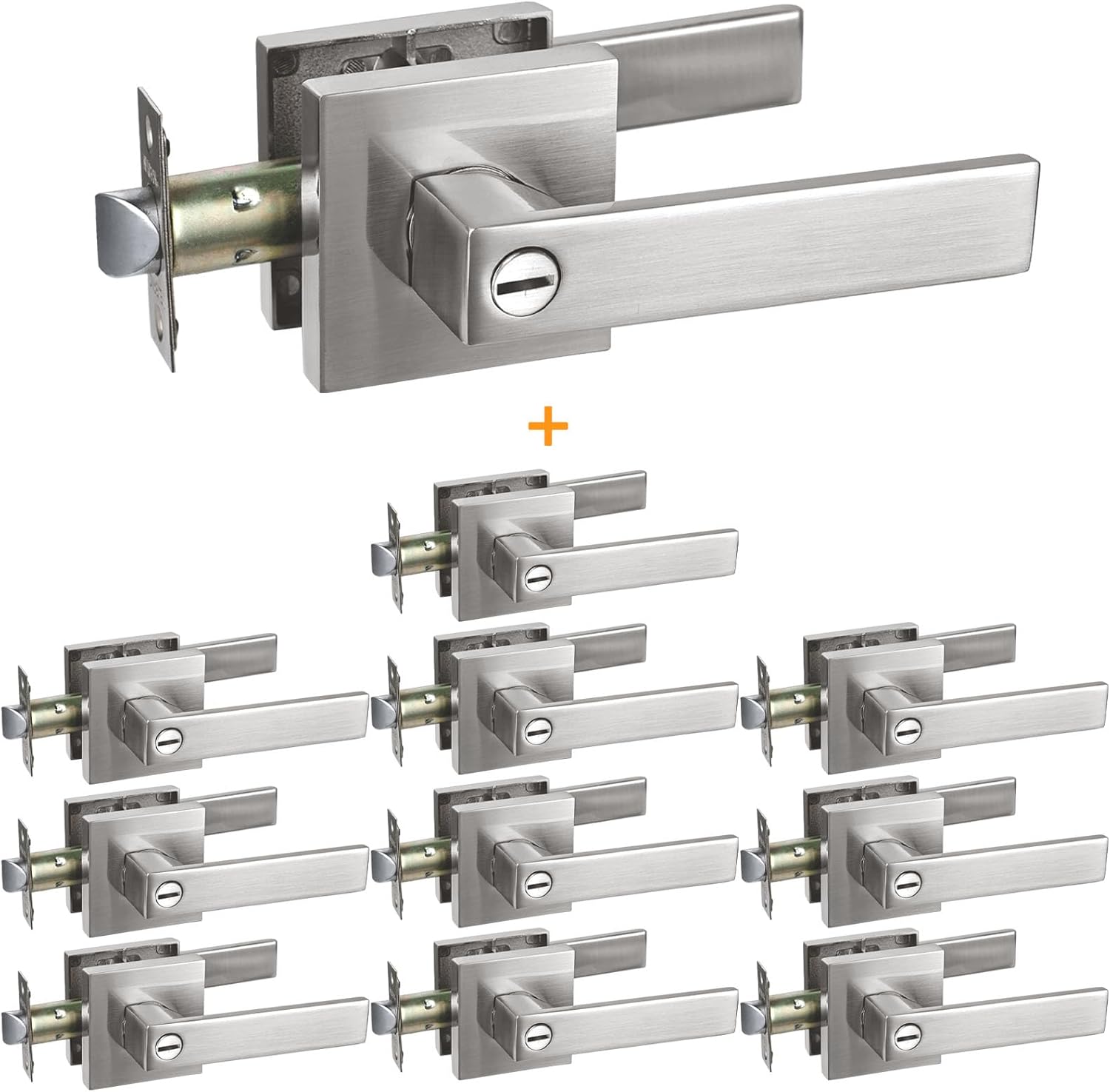 11 Pack Privcy Door Lever Handle in Brushed Nickel Finish