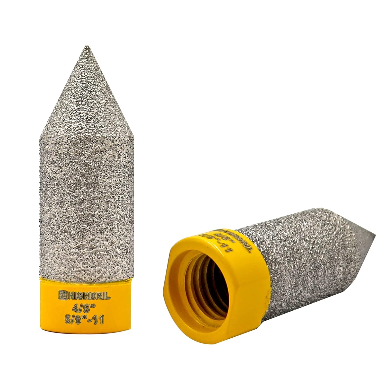 Diamond Beveling Chamfer Milling Bit - 2PCS HIGHDRIL Diamond Countersink Finger Bit with 5/8-11 Thread for 4/5"(20mm) Hole Enlarging Shaping Trimming in Porcelain Ceramic Tile Granite Marble Quartz