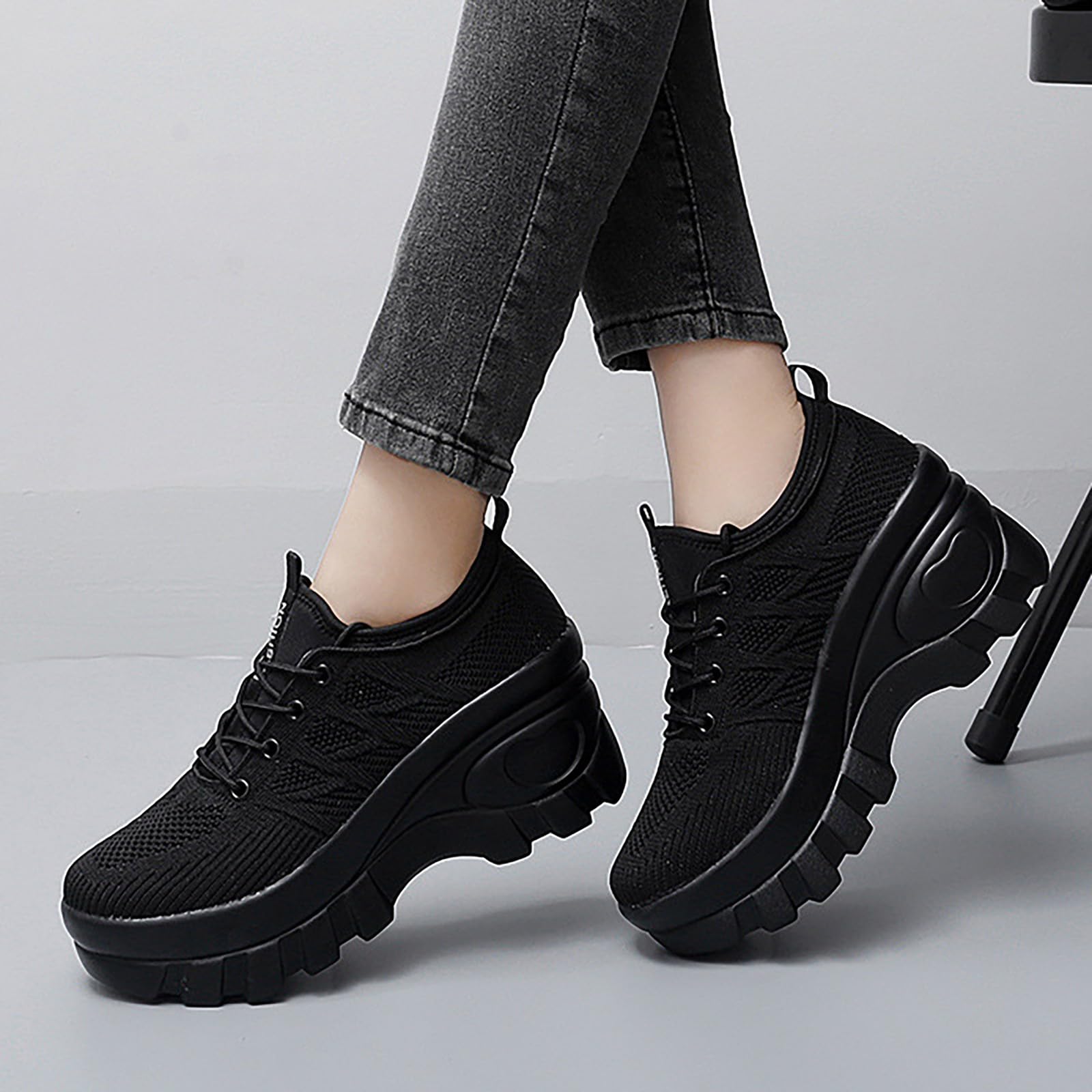 Scarpe Comode per Camminare Leggere Sneakers Platform Donna Eleganti | Tennis Camminata in Tomaia Maglia per Passeggiata Invernale Scarpe Ginnastica Concezione Ergonomica Pelle Sintetica