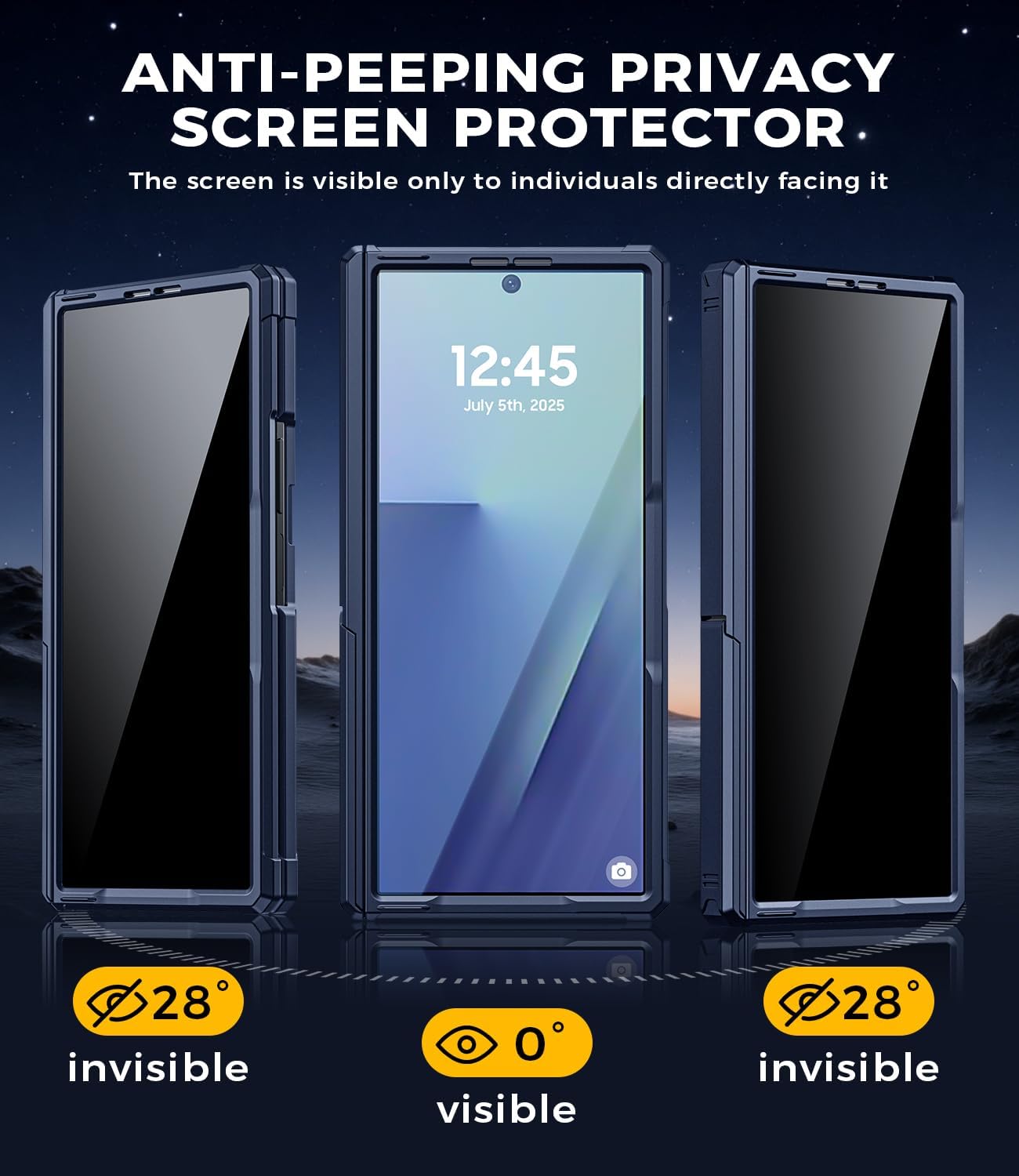 Magnetic for Galaxy Fold 7 Case: Dual Kickstand Protective Phone Case [Compatible with MagSafe][Privacy Screen Protector] Rugged Hard 360° Full Body Cover for Samsung z Fold7 5G 2025 Dark Blue