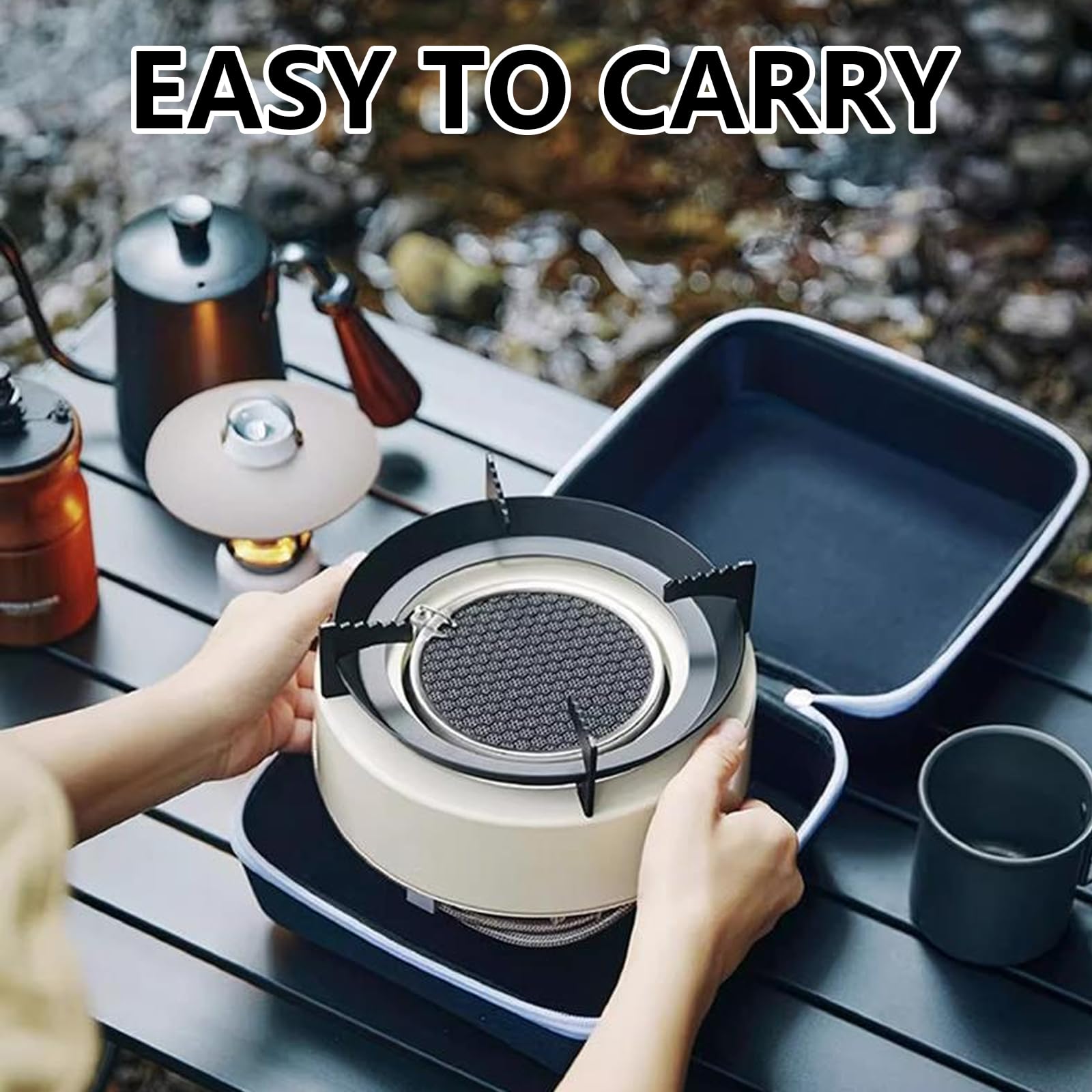 Fornello a Gas Infrarossi 4000W Con Accensione Piezoelettrica - Piano Cottura Portatile Antivento Con 2 Adattatori e Borsa Per Il Trasporto Per Campeggio Esterno
