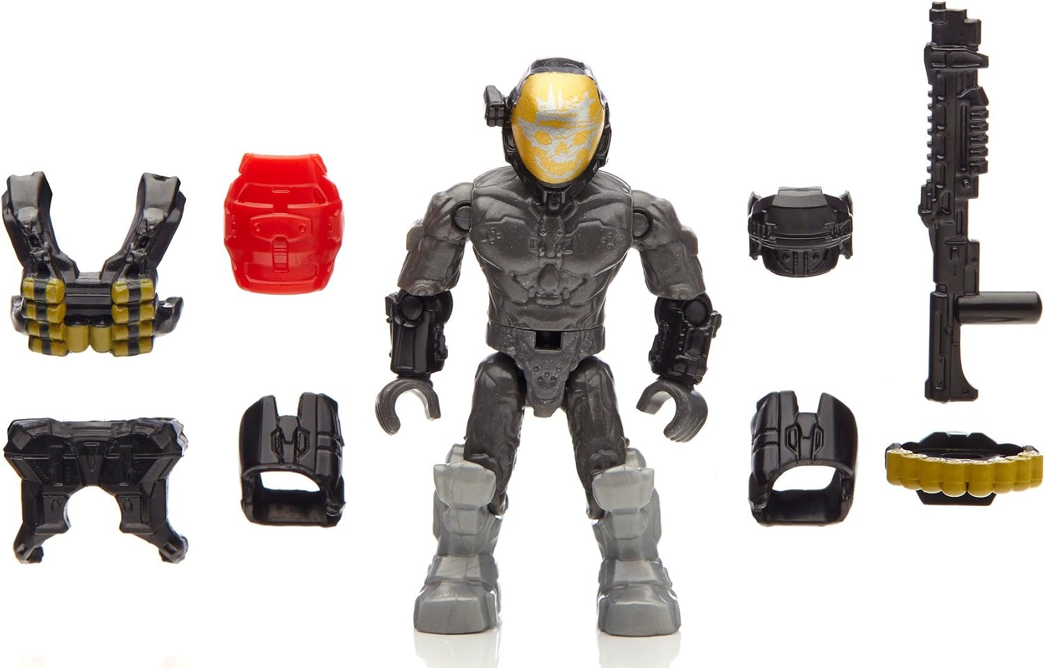 Components of the Spartan Security action figure, including body, armor, and weapons