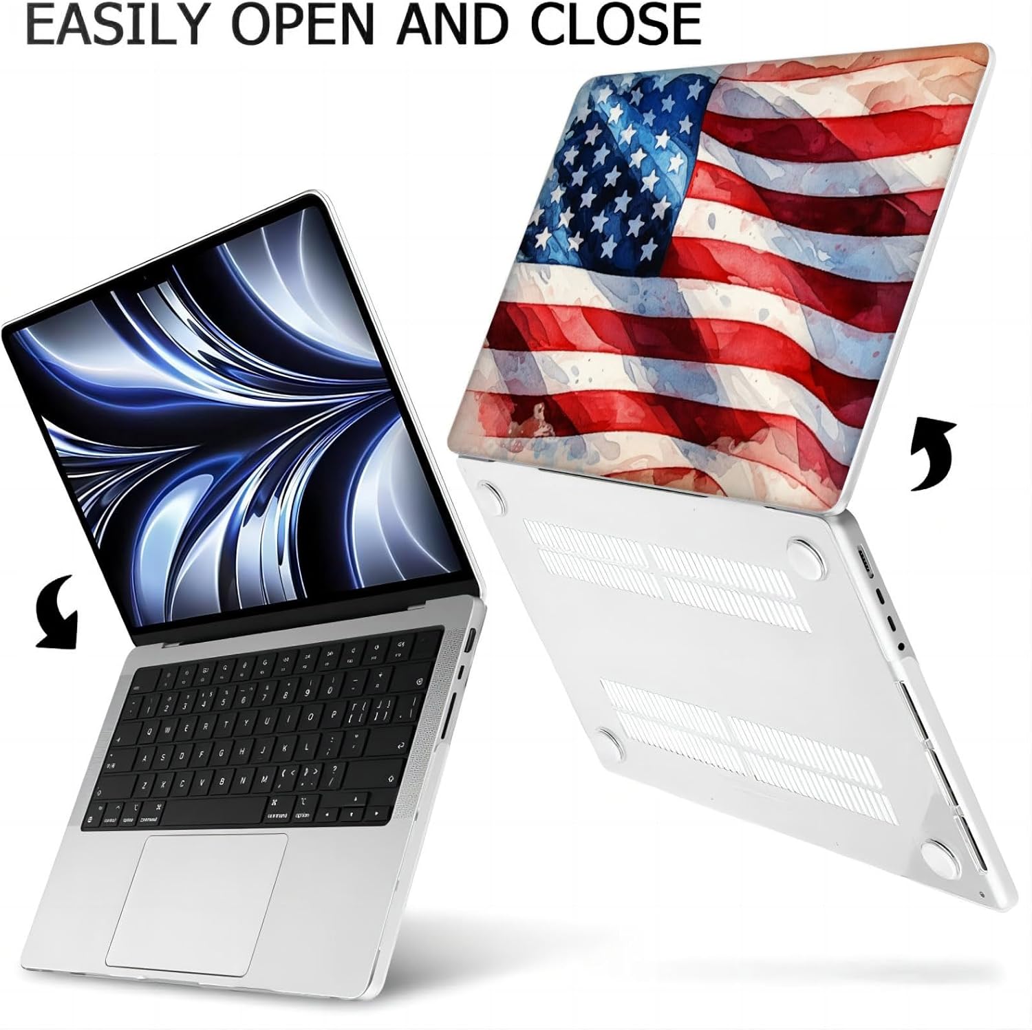 Compatible with MacBook Neo 13-inch, Hard Shell Case with Keyboard Cover and Screen Protector (A3404 A18 Pro chip, 2026 Release) - Patriotic USA Flag MC22983