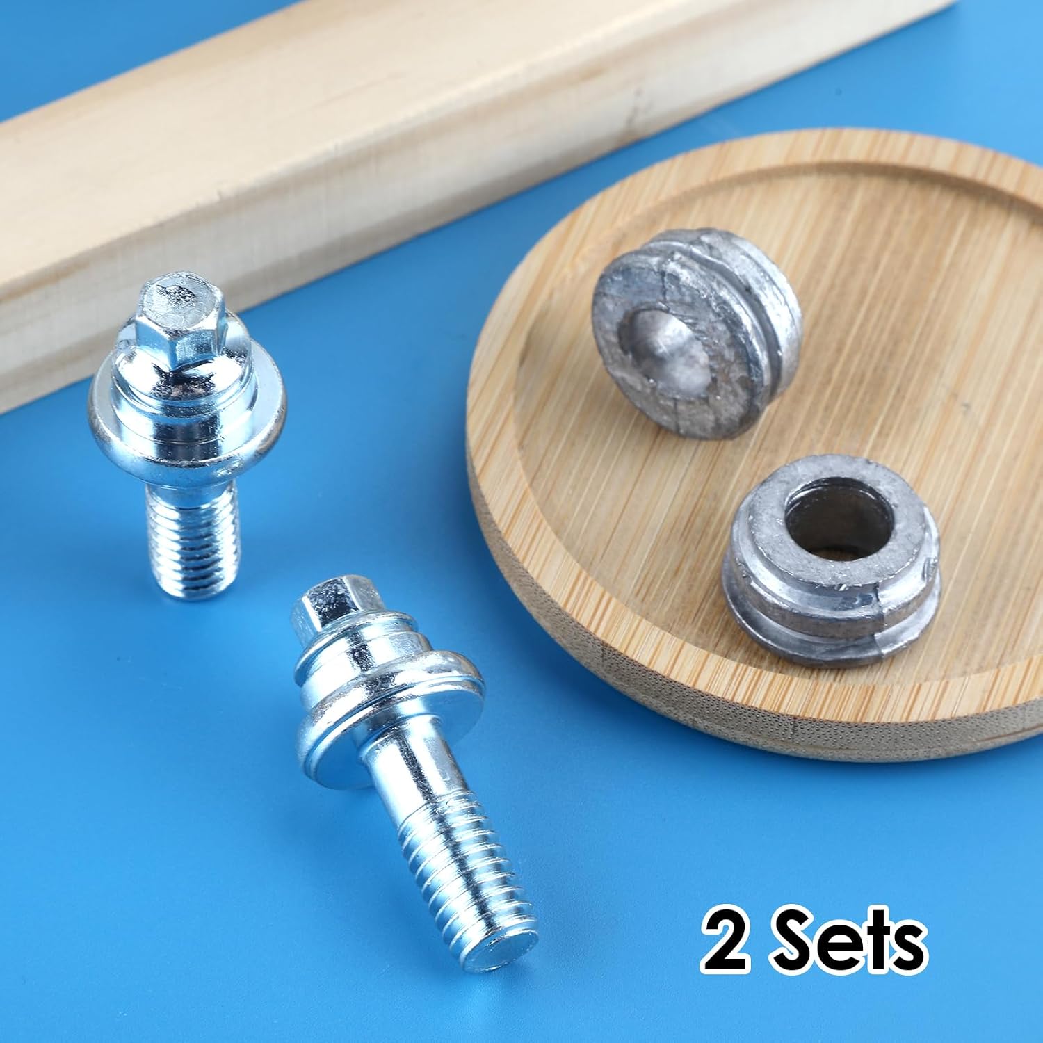 3/8" Side Post Battery Terminal Bolts, 2 Pack Standard Battery Post Extender Stud Connector Kit with 1.6" Long Bolt and Spacer, Universal Replacement for Cars, RVs, Ships