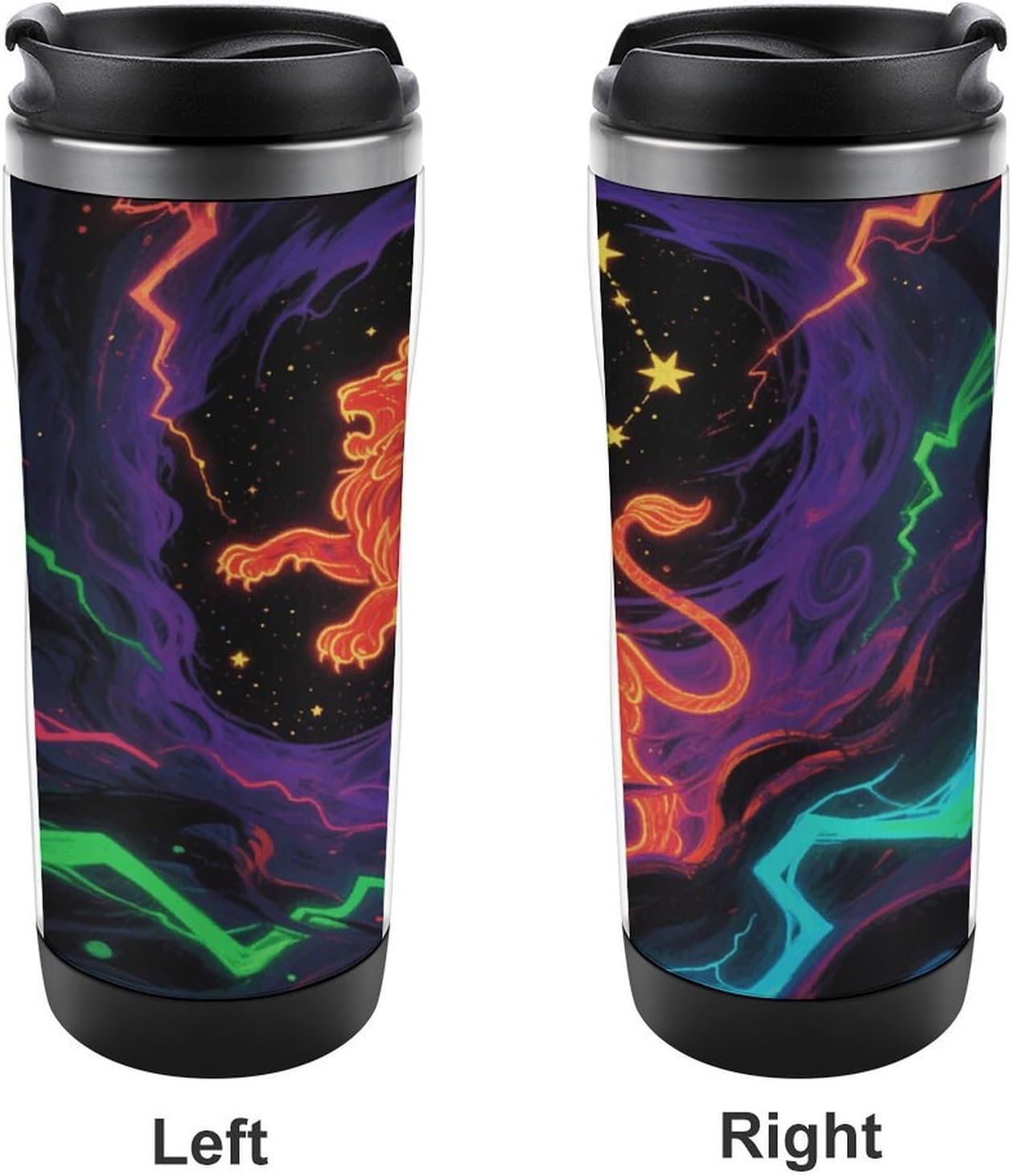 Blacklight Constellation Travel Mugs Reusable Stainless Steel Water Cup Insulated Leak Resistant Mug Double-Layer Design Coffee Cup for Home Camping Vehicles Office